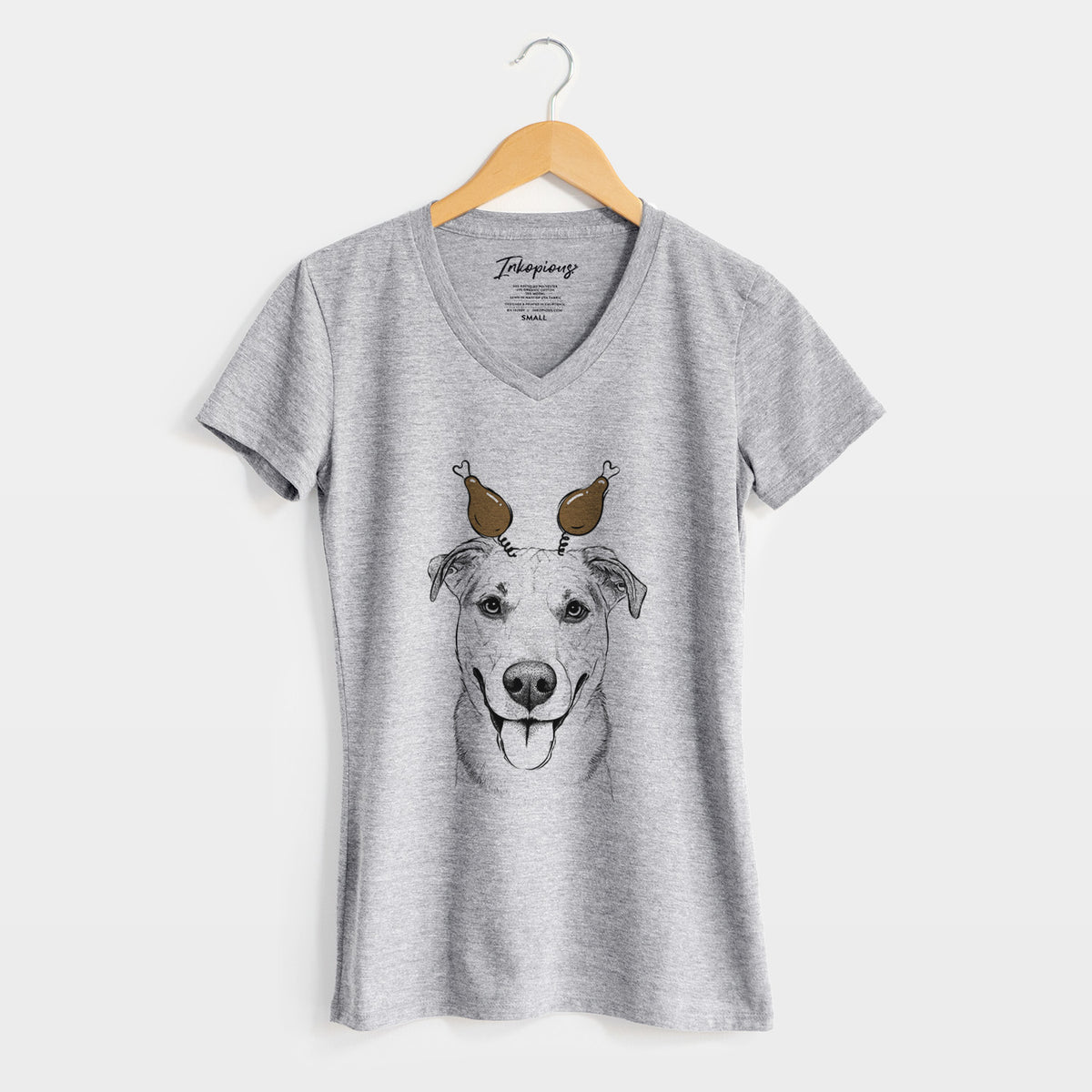 Thanksgiving Padre the Pitbull Mix - Women's Perfect V-neck Shirt
