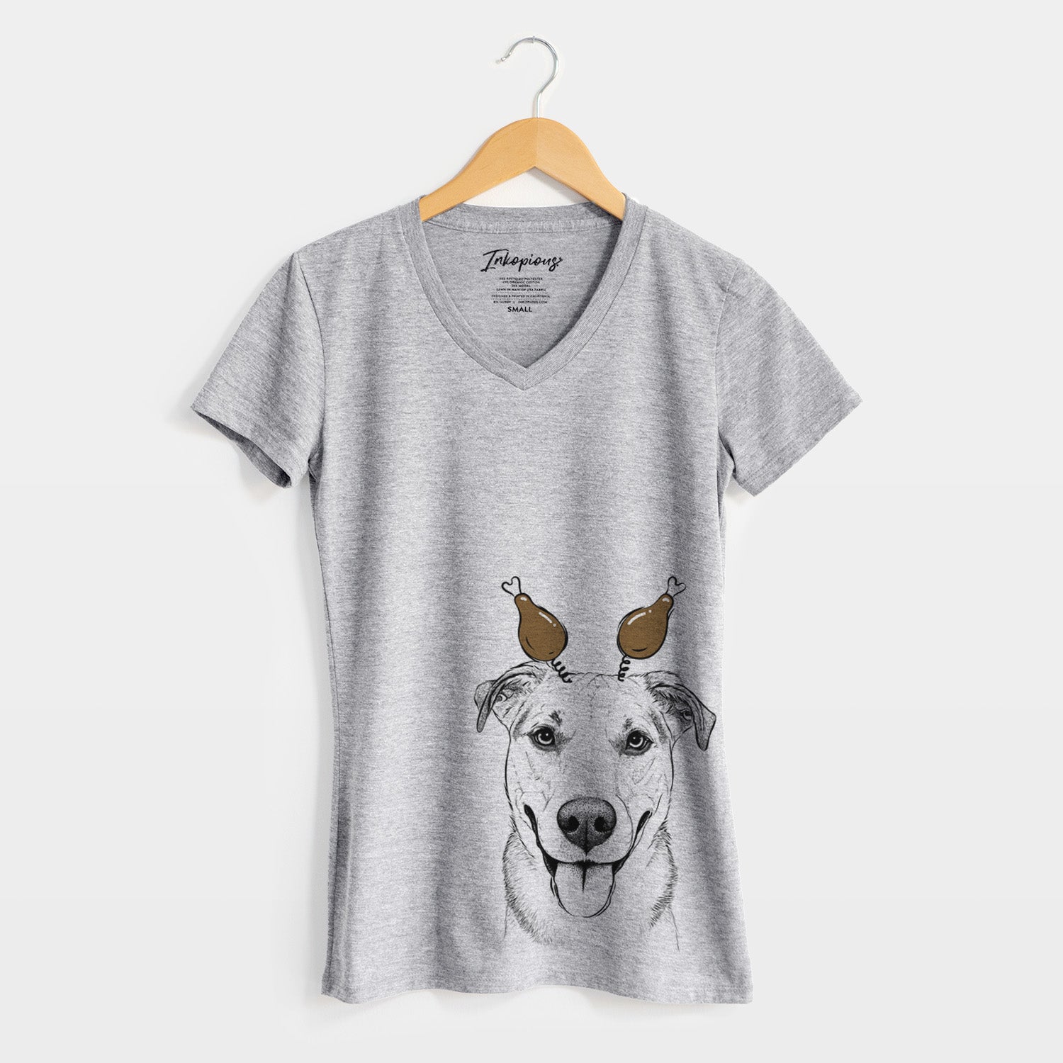 Thanksgiving Padre the Pitbull Mix - Women's Perfect V-neck Shirt