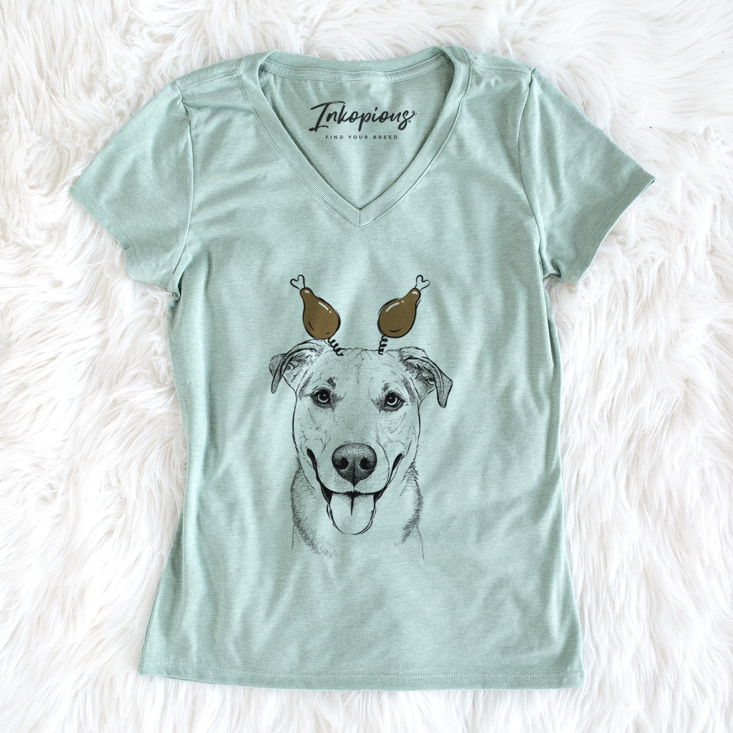 Thanksgiving Padre the Pitbull Mix - Women's Perfect V-neck Shirt