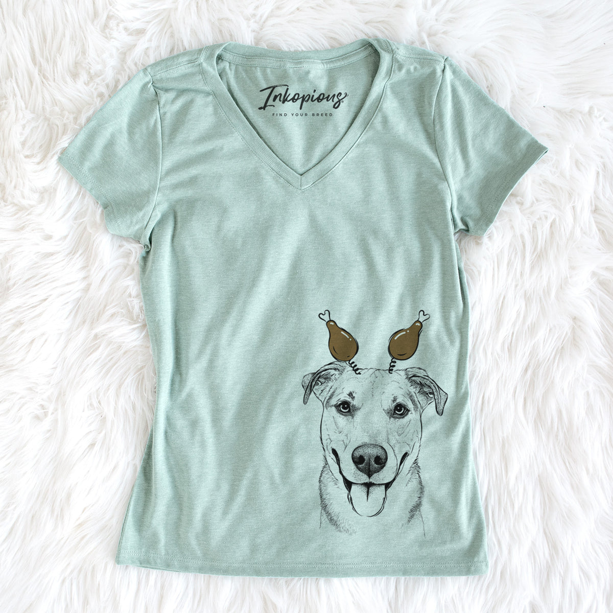 Thanksgiving Padre the Pitbull Mix - Women&#39;s Perfect V-neck Shirt