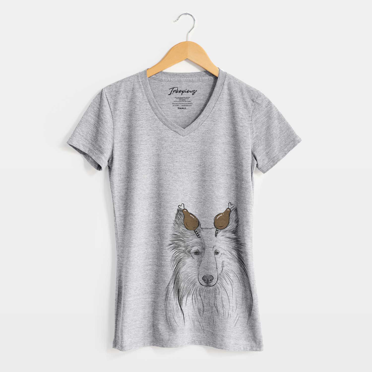 Thanksgiving Palin the Shetland Sheepdog - Women's V-neck Shirt