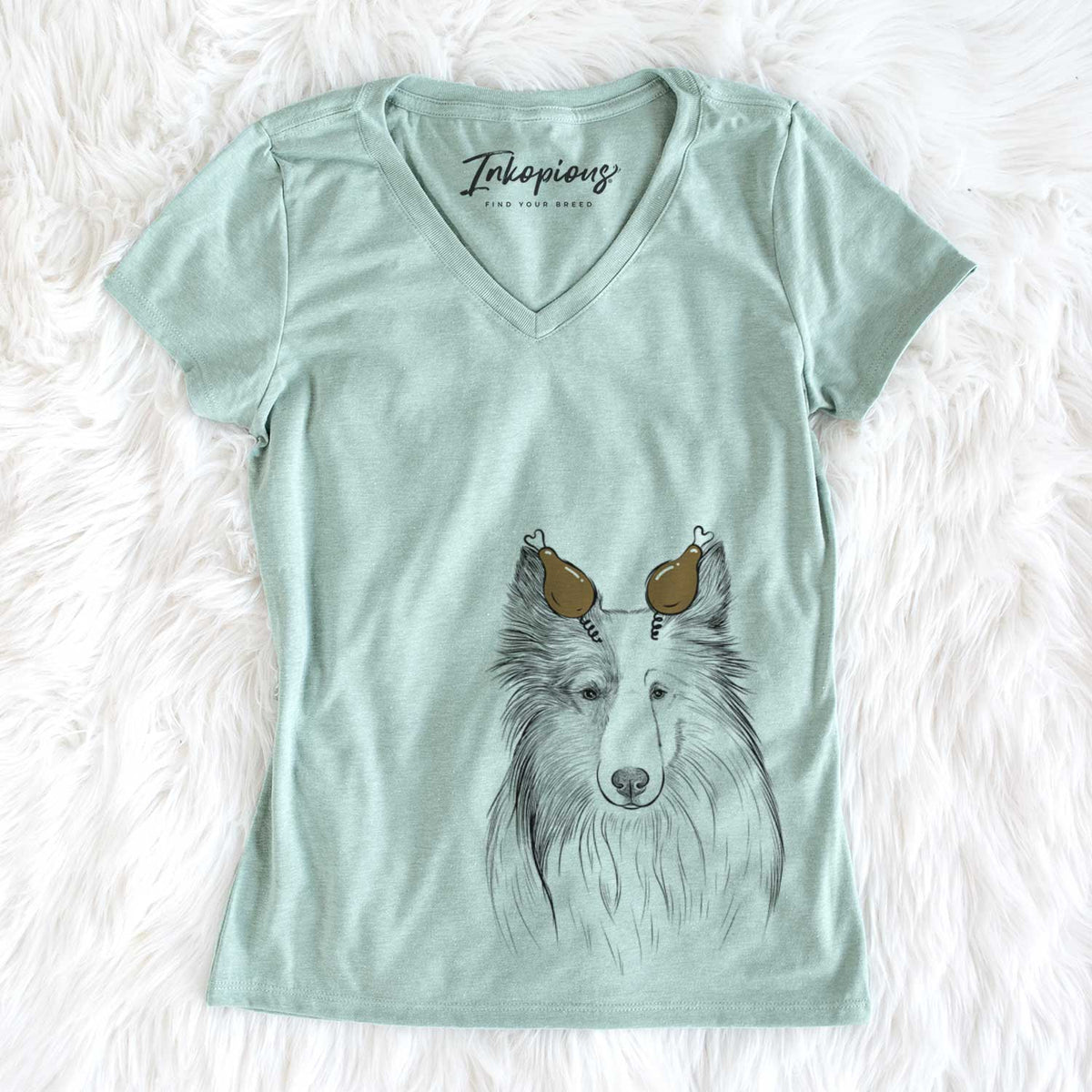 Thanksgiving Palin the Shetland Sheepdog - Women&#39;s V-neck Shirt