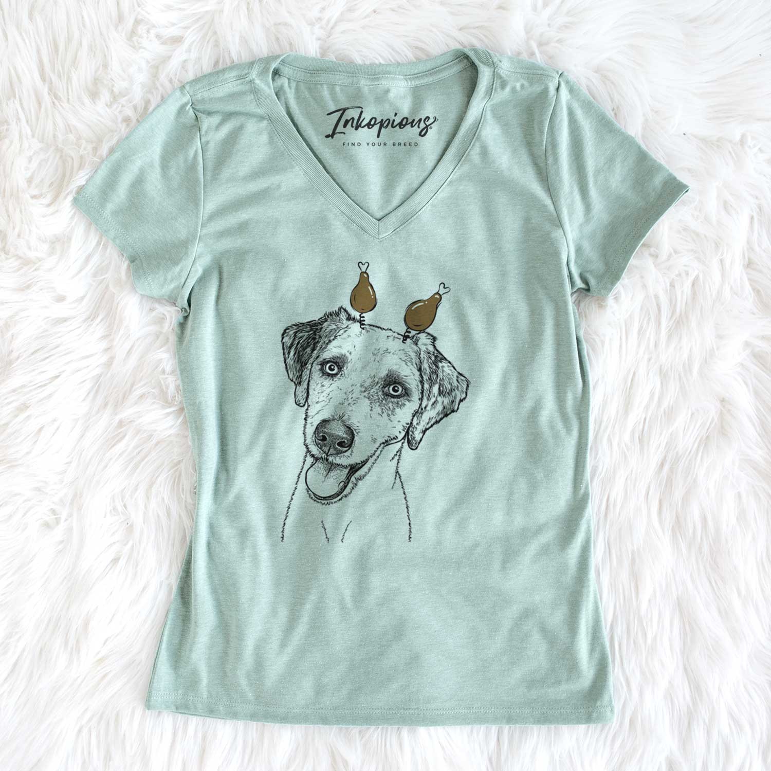 Thanksgiving Palm Palm the Aussiedoodle - Women's V-neck Shirt