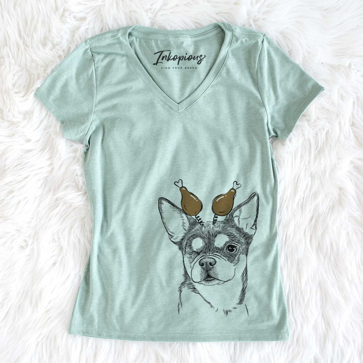 Thanksgiving Paris the Chihuahua - Women&#39;s V-neck Shirt