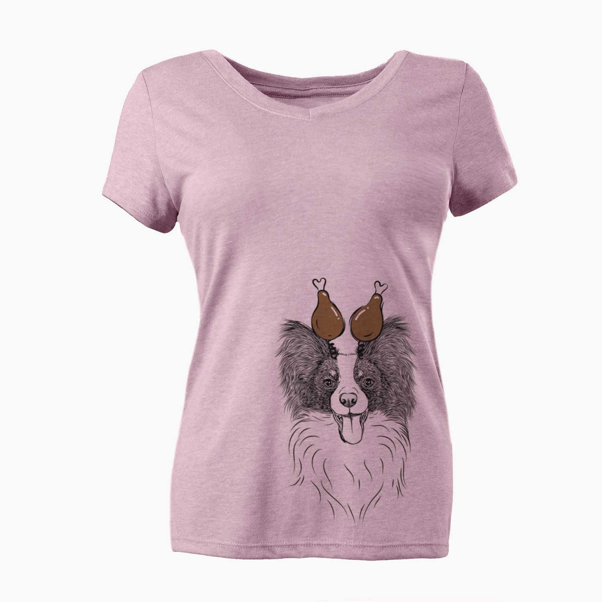 Thanksgiving Patrick the Papillon - Women's V-neck Shirt