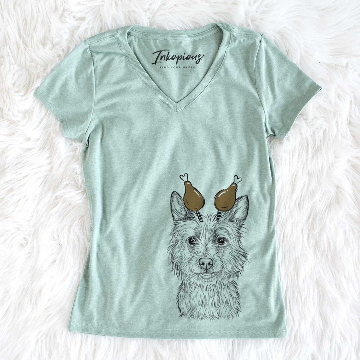 Thanksgiving Paulo the Portuguese Podengo - Women's V-neck Shirt