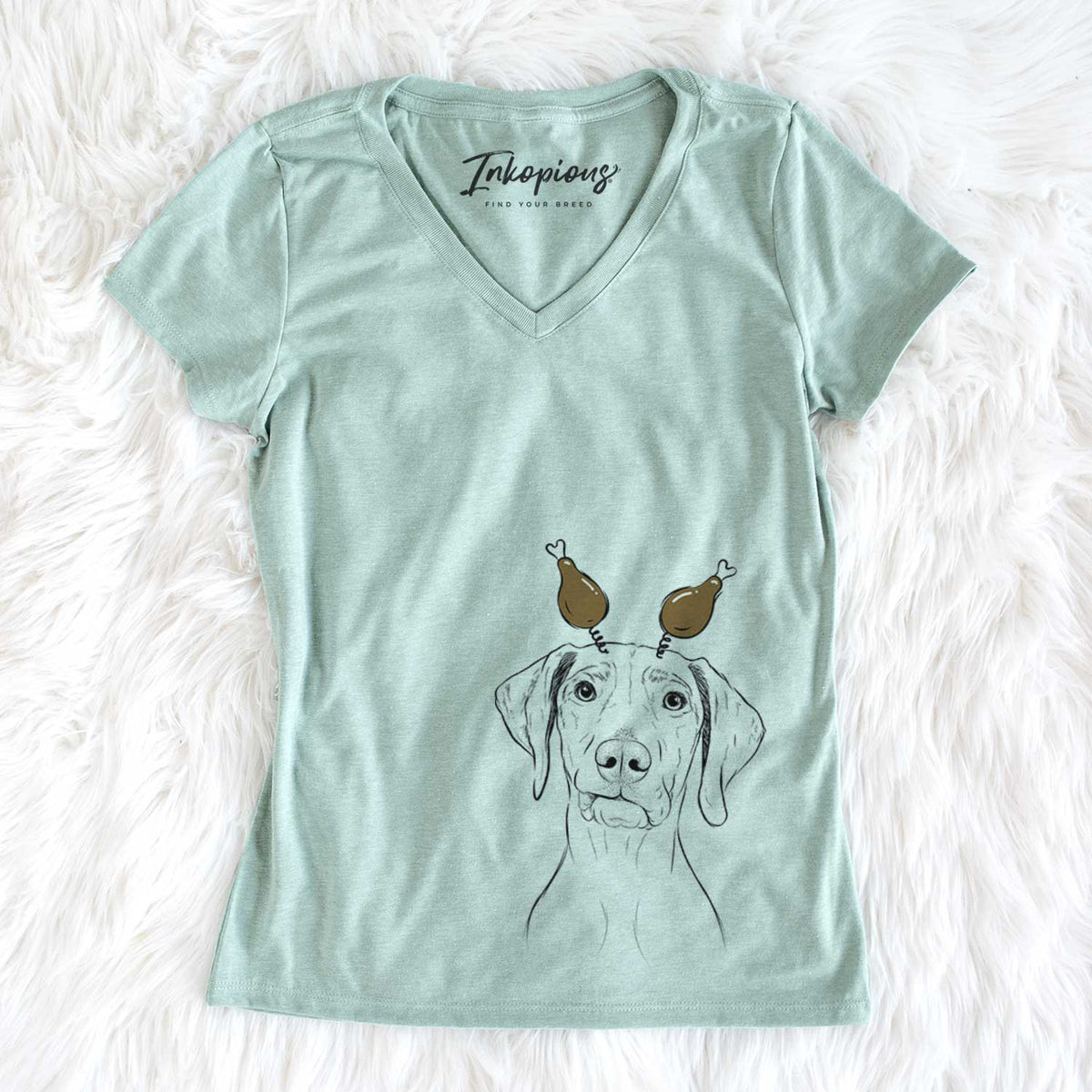 Thanksgiving Pawley the Vizsla - Women&#39;s V-neck Shirt