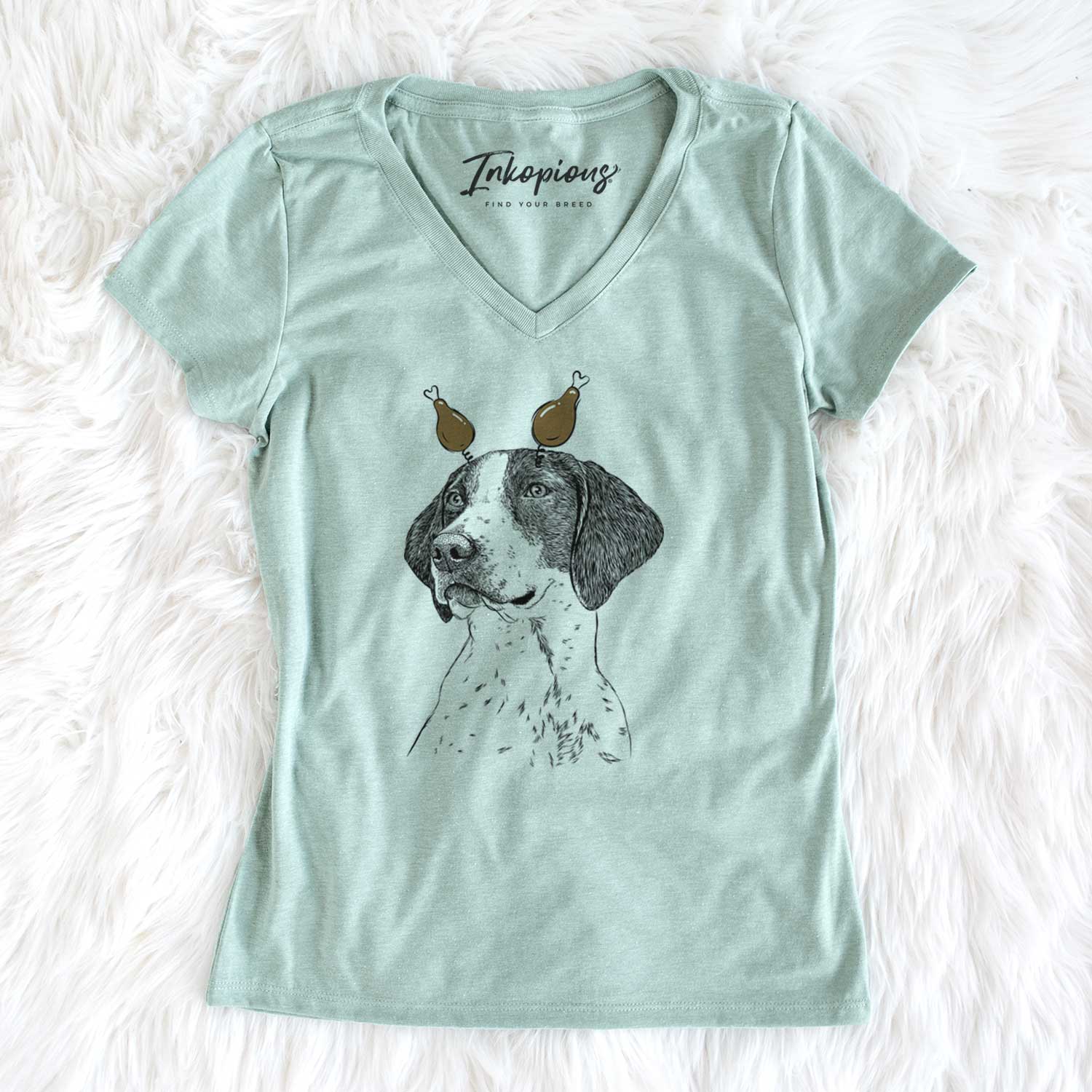 Thanksgiving Payton the Mixed Breed - Women's V-neck Shirt