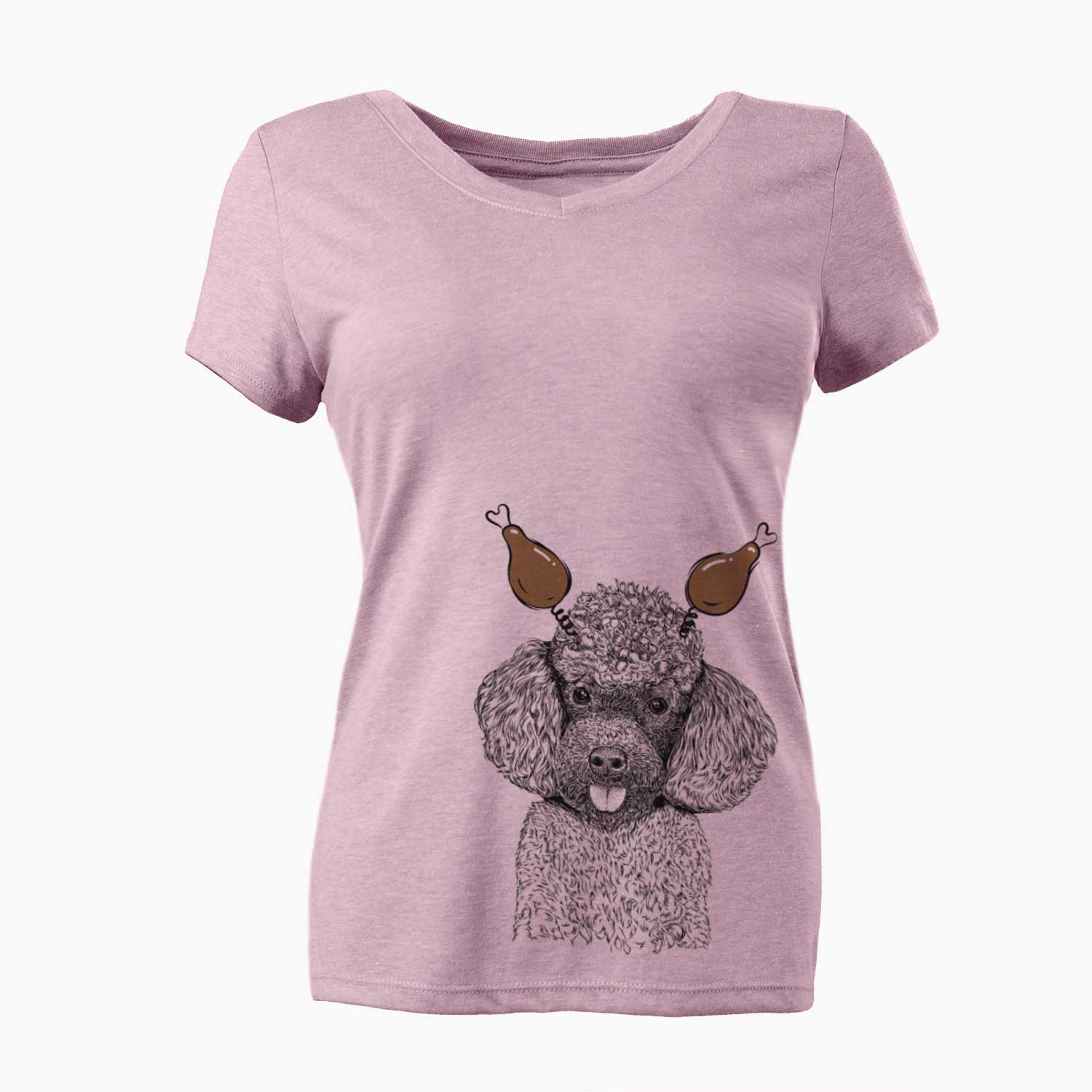 Thanksgiving George the Toy Poodle - Women's V-neck Shirt