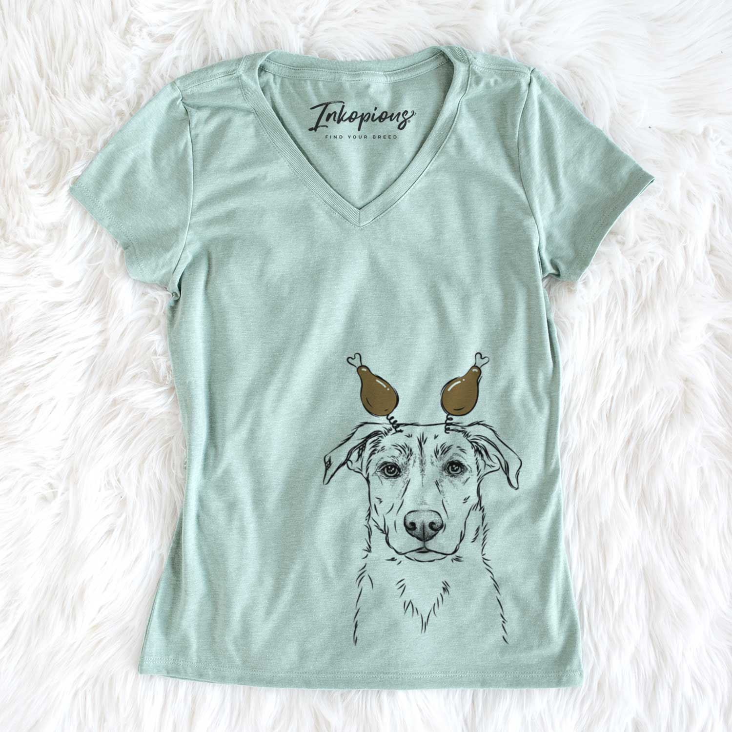 Thanksgiving Peanut the Lab Mix - Women's V-neck Shirt