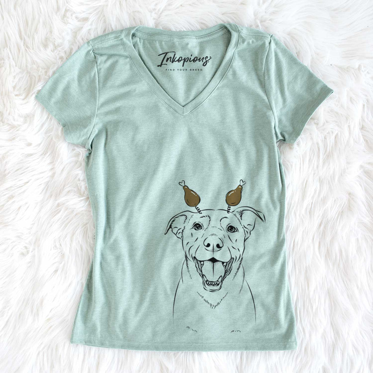 Thanksgiving Pele the Lab Mix - Women&#39;s V-neck Shirt