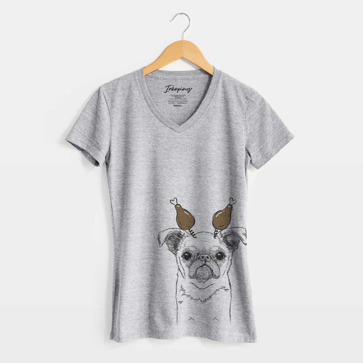 Thanksgiving Petit Penny the Brussels Griffon - Women's V-neck Shirt