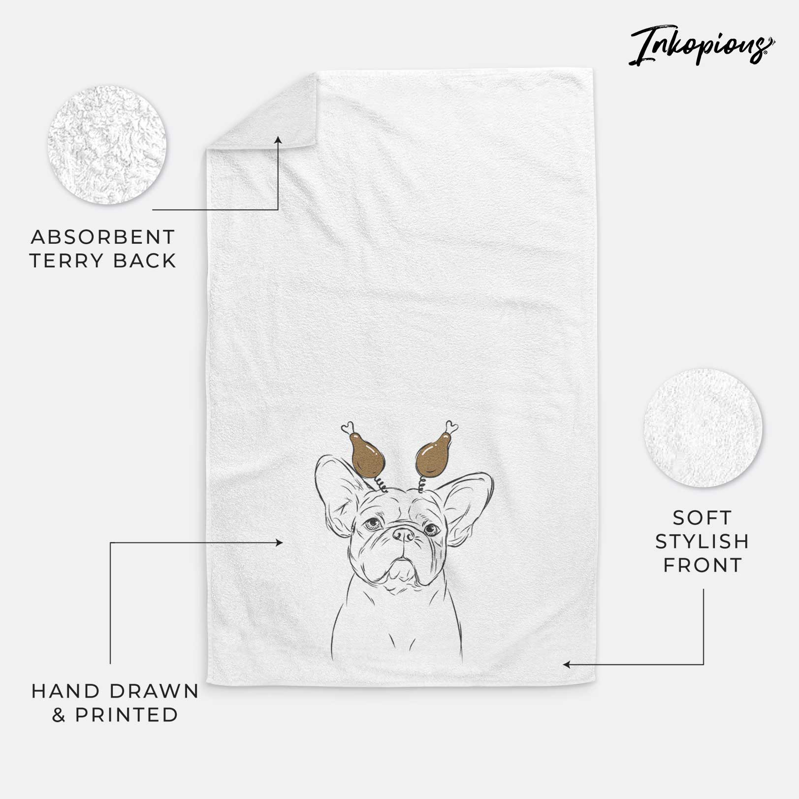 Pierre the French Bulldog Decorative Hand Towel