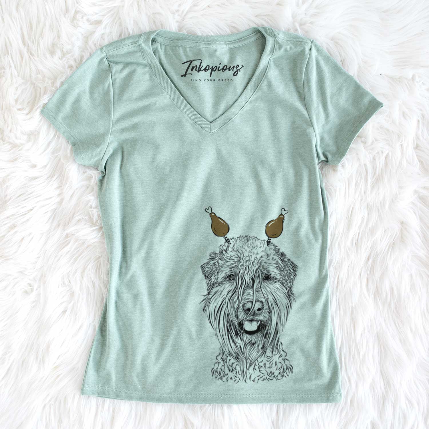 Thanksgiving Pierre the Soft Coated Wheaten Terrier - Women's V-neck Shirt