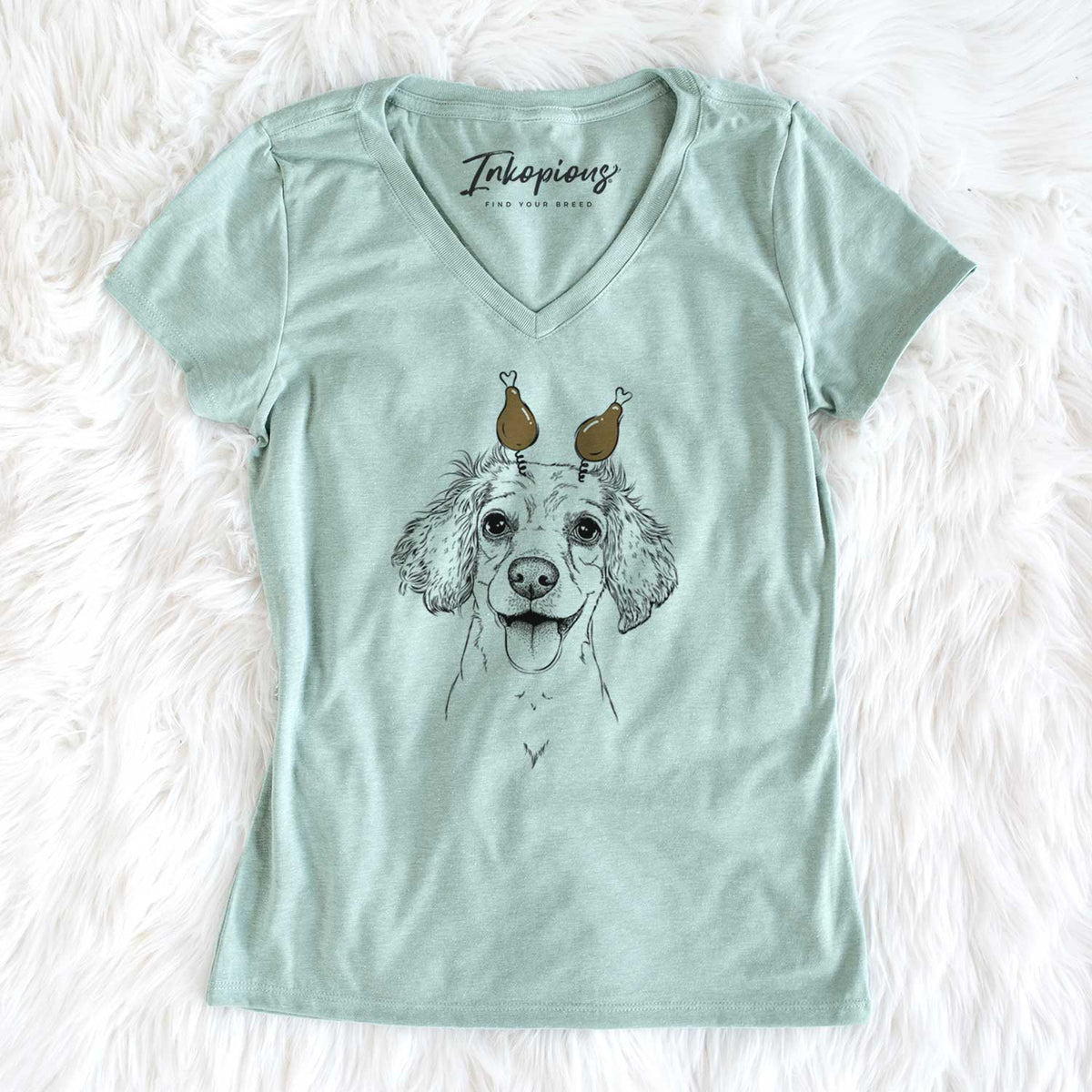 Thanksgiving Piglet the Dachshund Mix - Women's V-neck Shirt