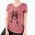 Thanksgiving Pinky the Tuxedo Cat - Women's V-neck Shirt