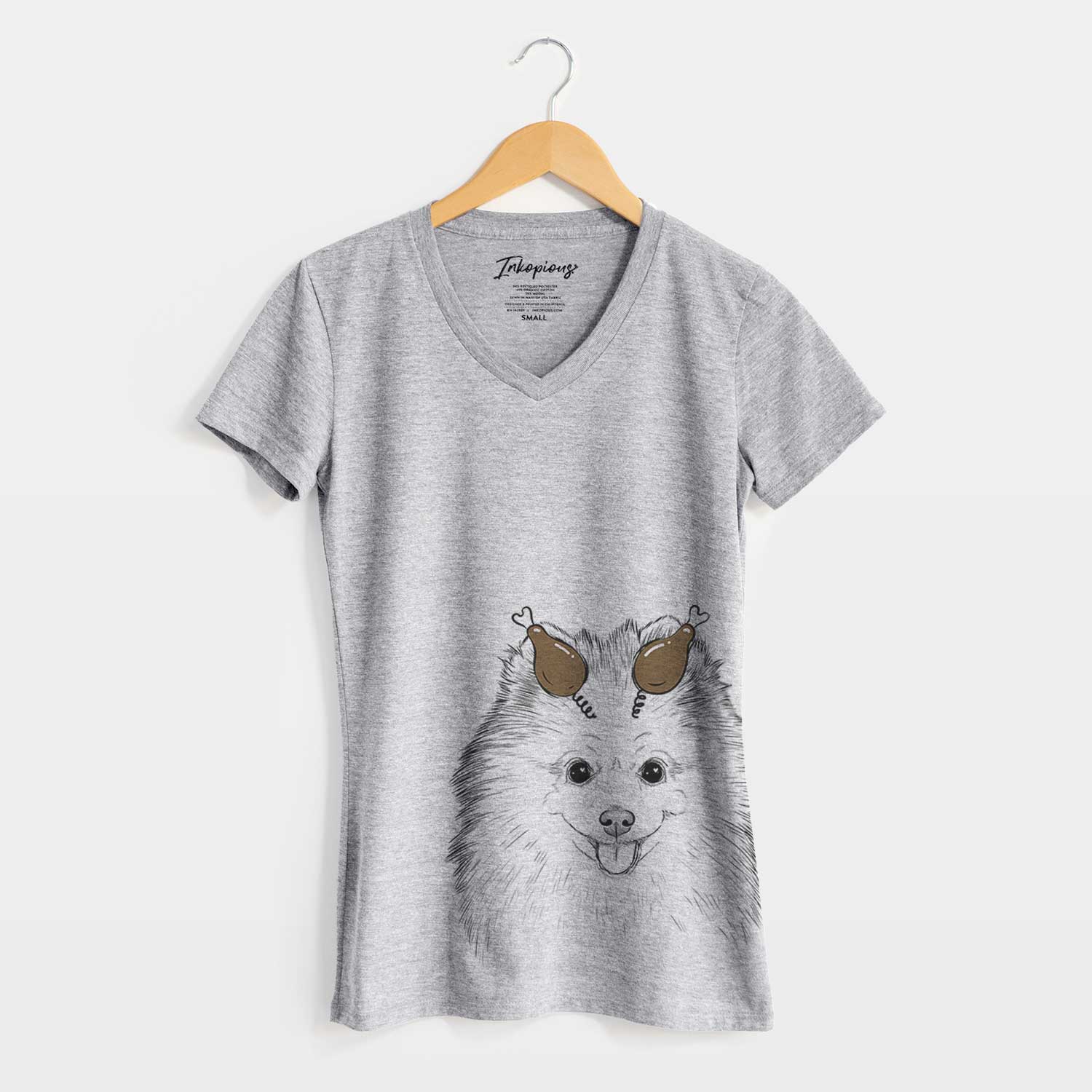 Thanksgiving Piper Jo the Pomeranian - Women's V-neck Shirt