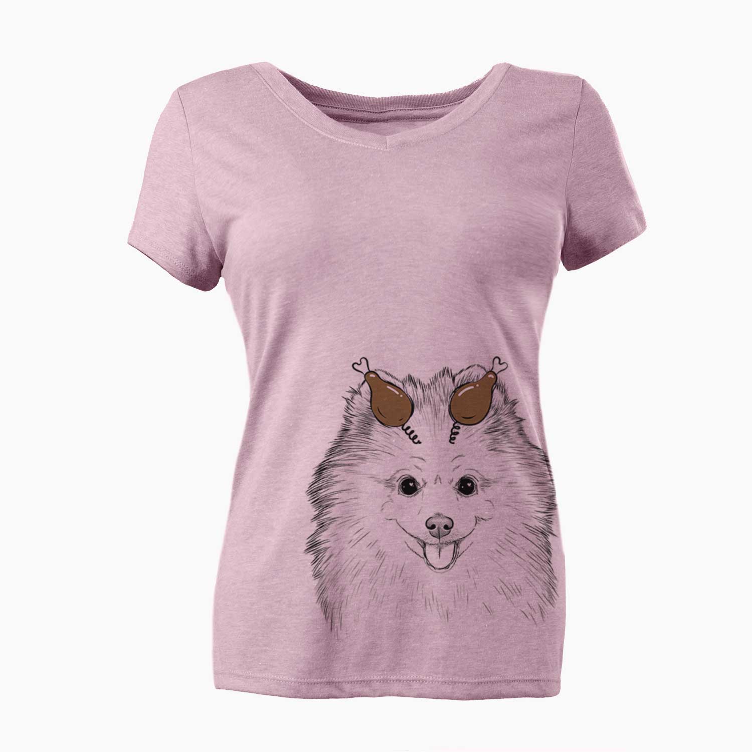 Thanksgiving Piper Jo the Pomeranian - Women's V-neck Shirt