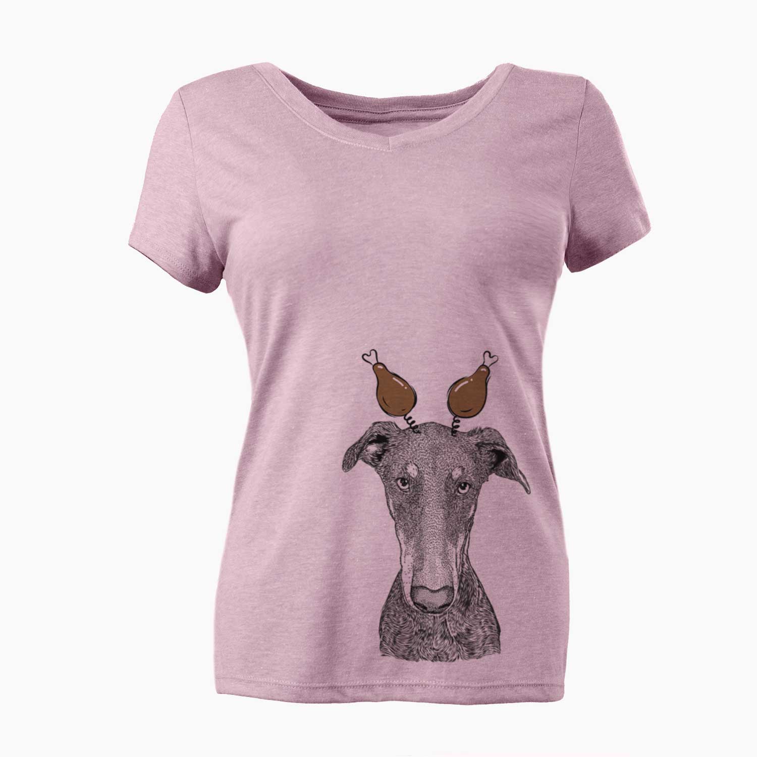 Thanksgiving Princess Fiona the Doberman Pinscher - Women's V-neck Shirt