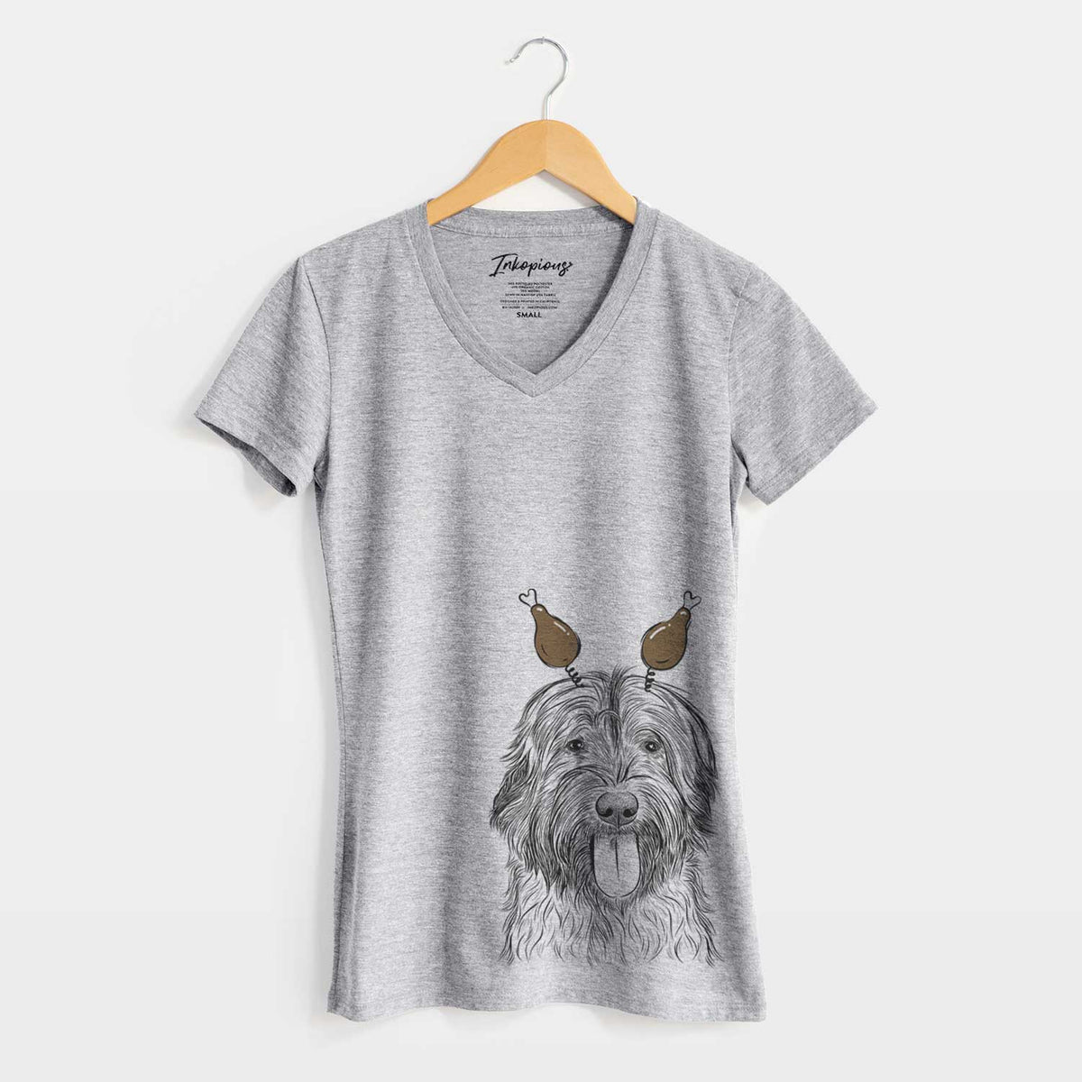 Thanksgiving Puig the Catalan Sheepdog - Women's V-neck Shirt