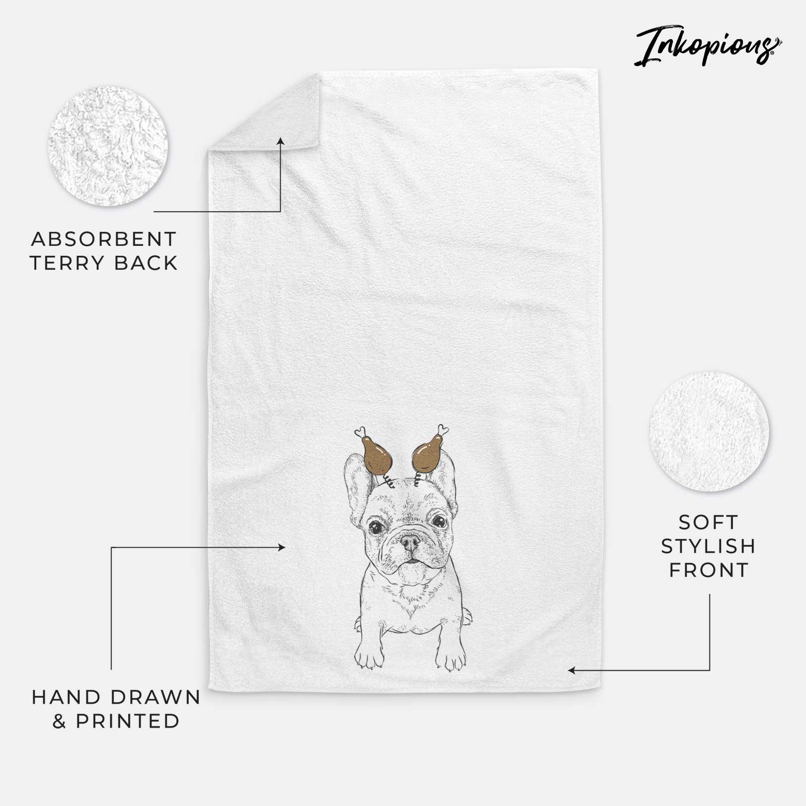 Puppy Pierre the French Bulldog Decorative Hand Towel