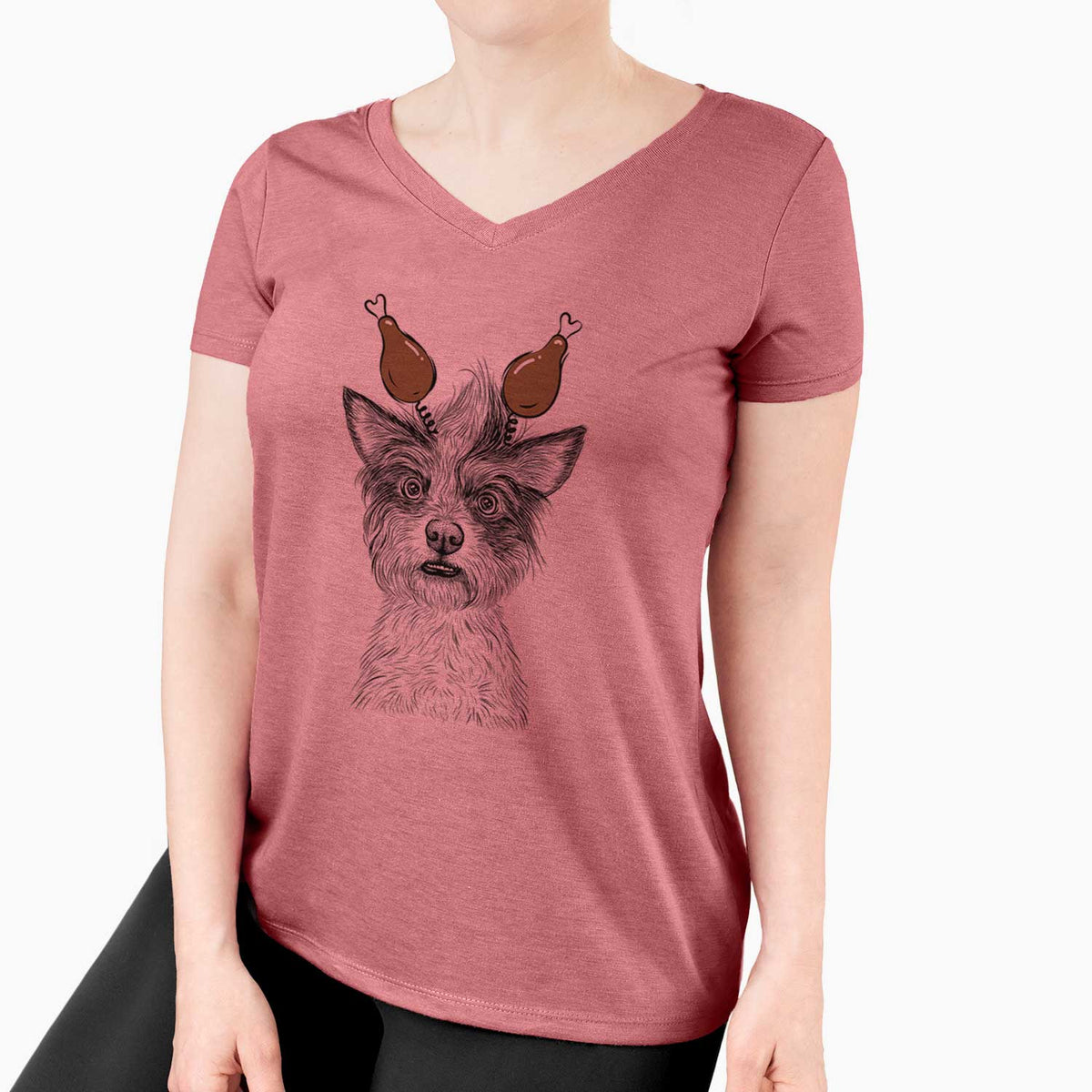 Thanksgiving Quigley the Mixed Breed - Women's V-neck Shirt