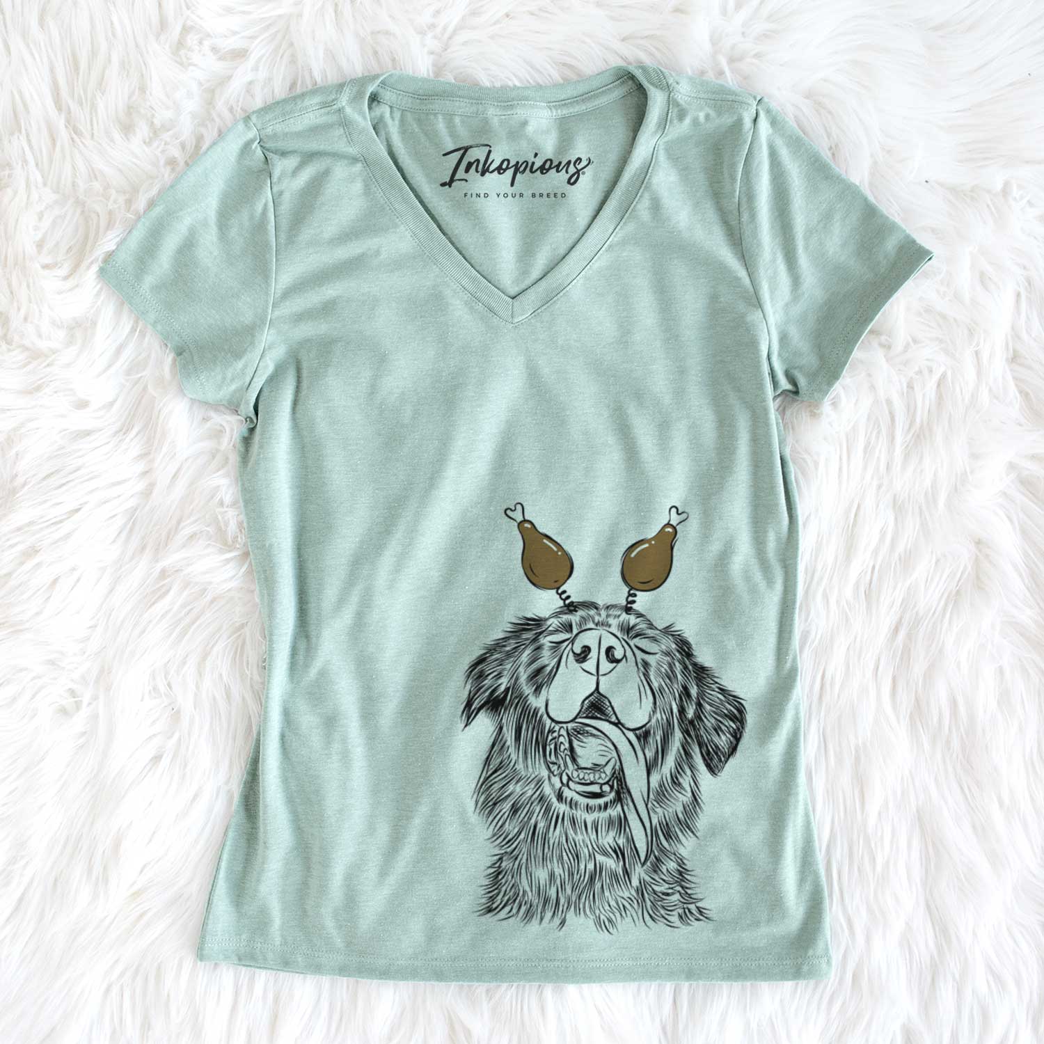 Thanksgiving Quint the Mixed Breed - Women's V-neck Shirt