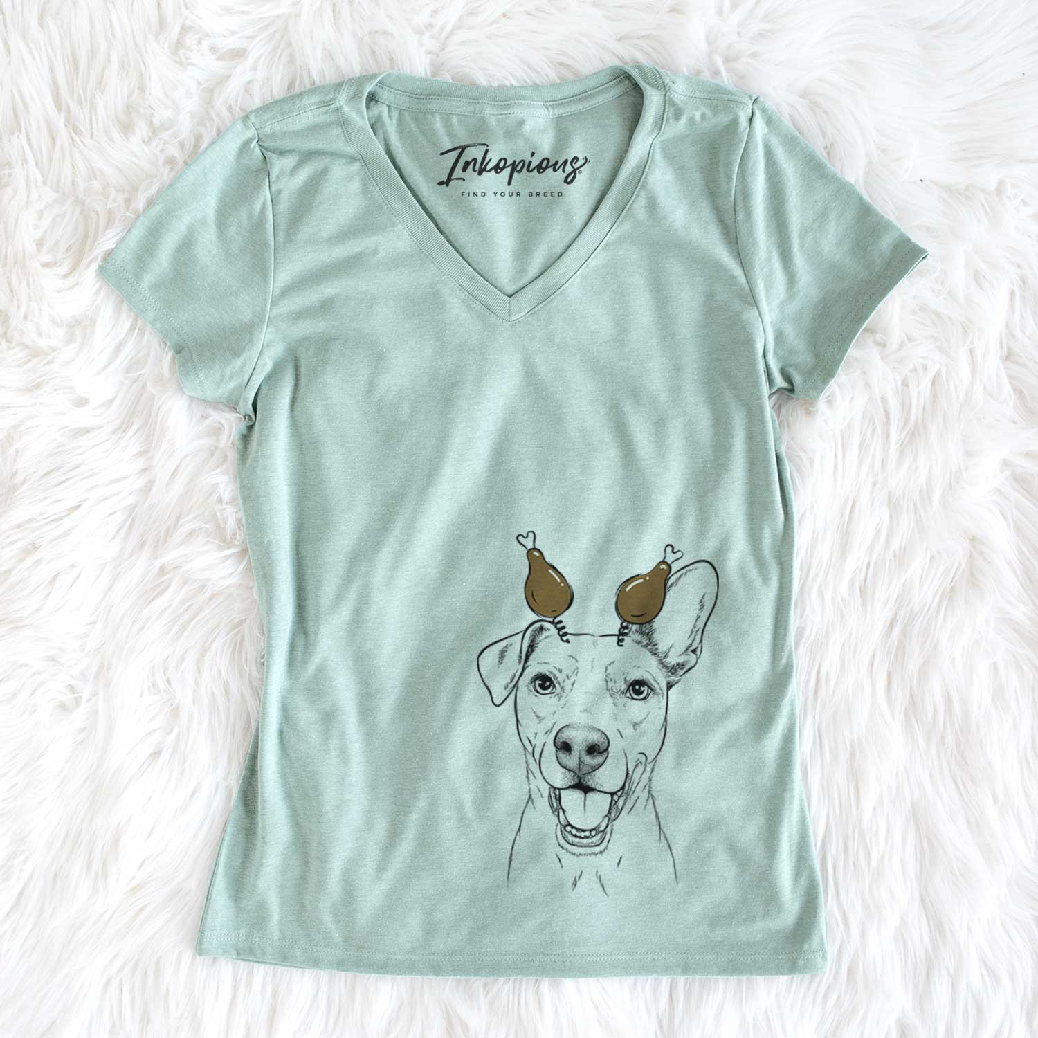 Thanksgiving Radar the Pitbull Mix - Women's V-neck Shirt