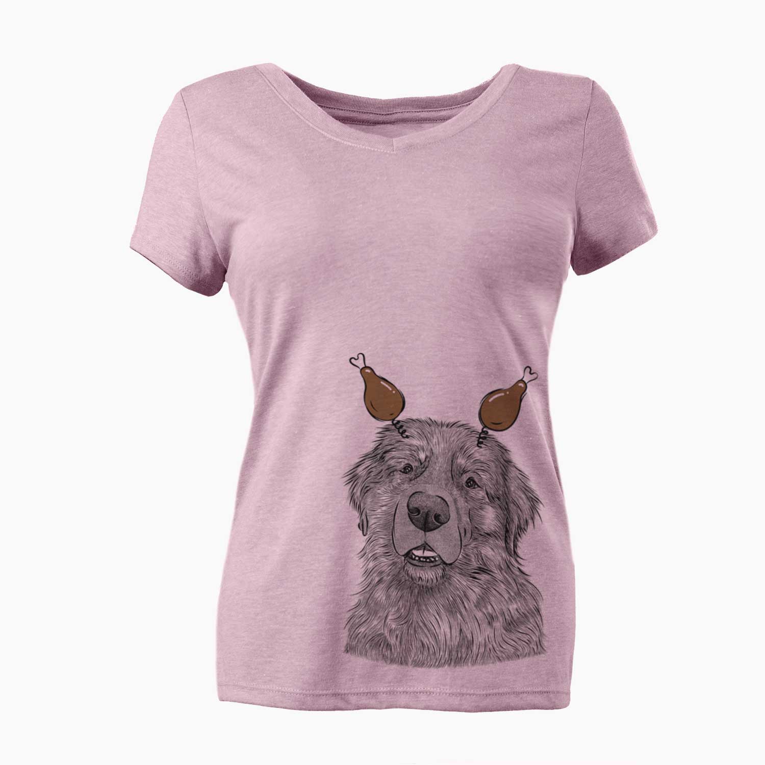 Thanksgiving Ralph the Leonberger - Women's V-neck Shirt