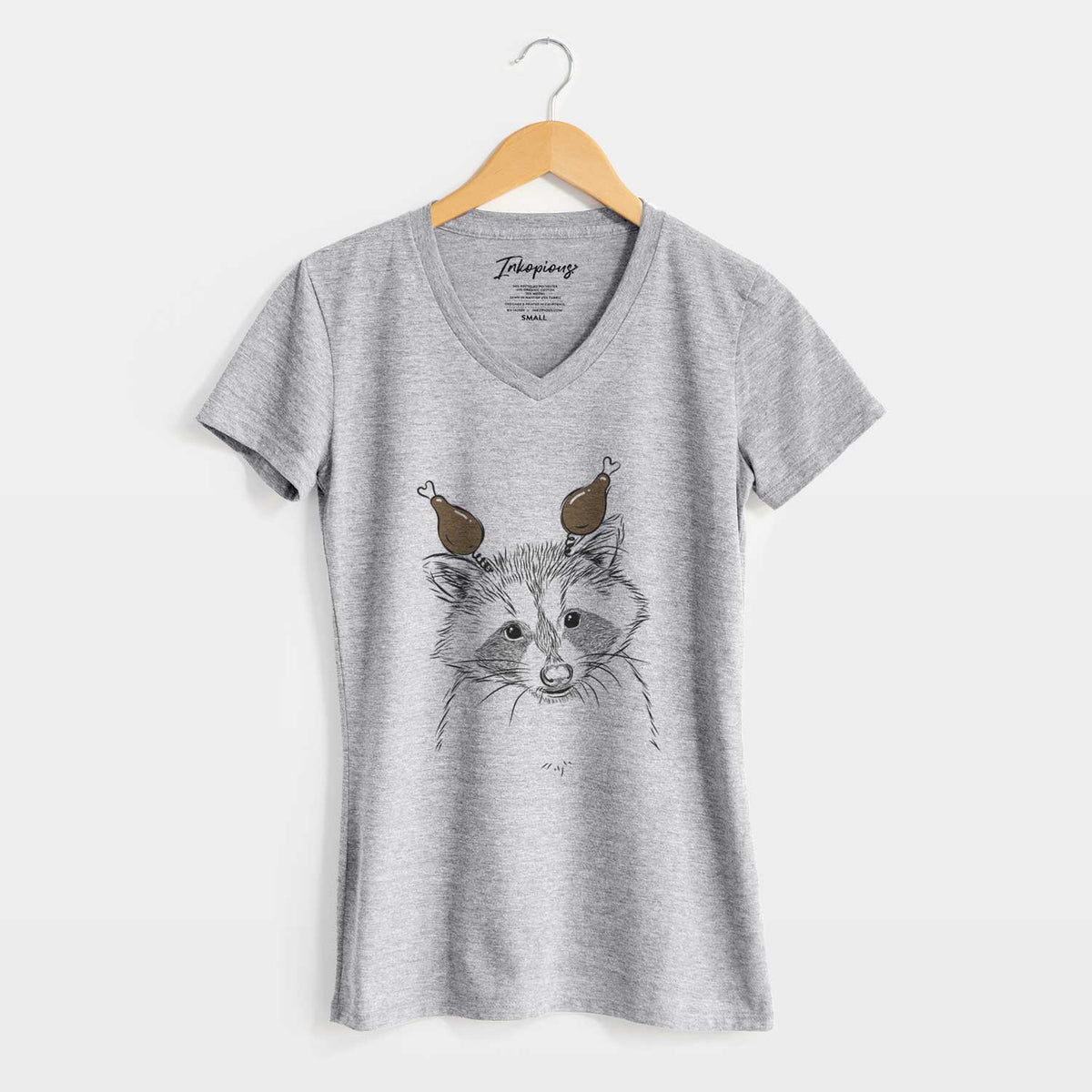 Thanksgiving Randy the Raccoon - Women's V-neck Shirt