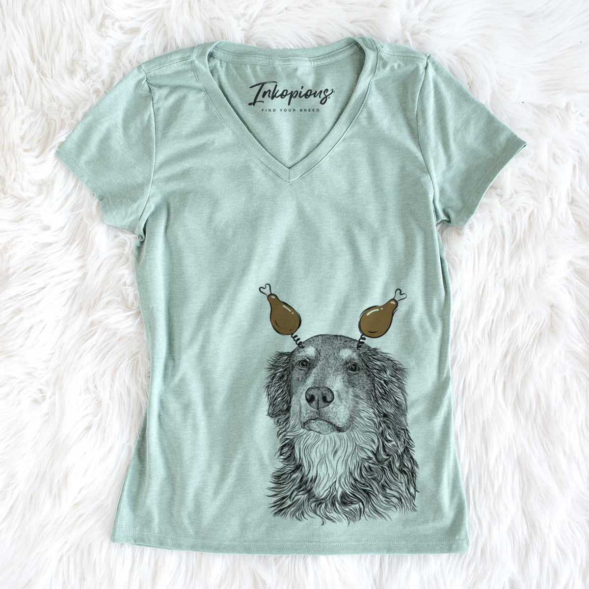 Thanksgiving Ranger the Mixed Breed - Women&#39;s V-neck Shirt