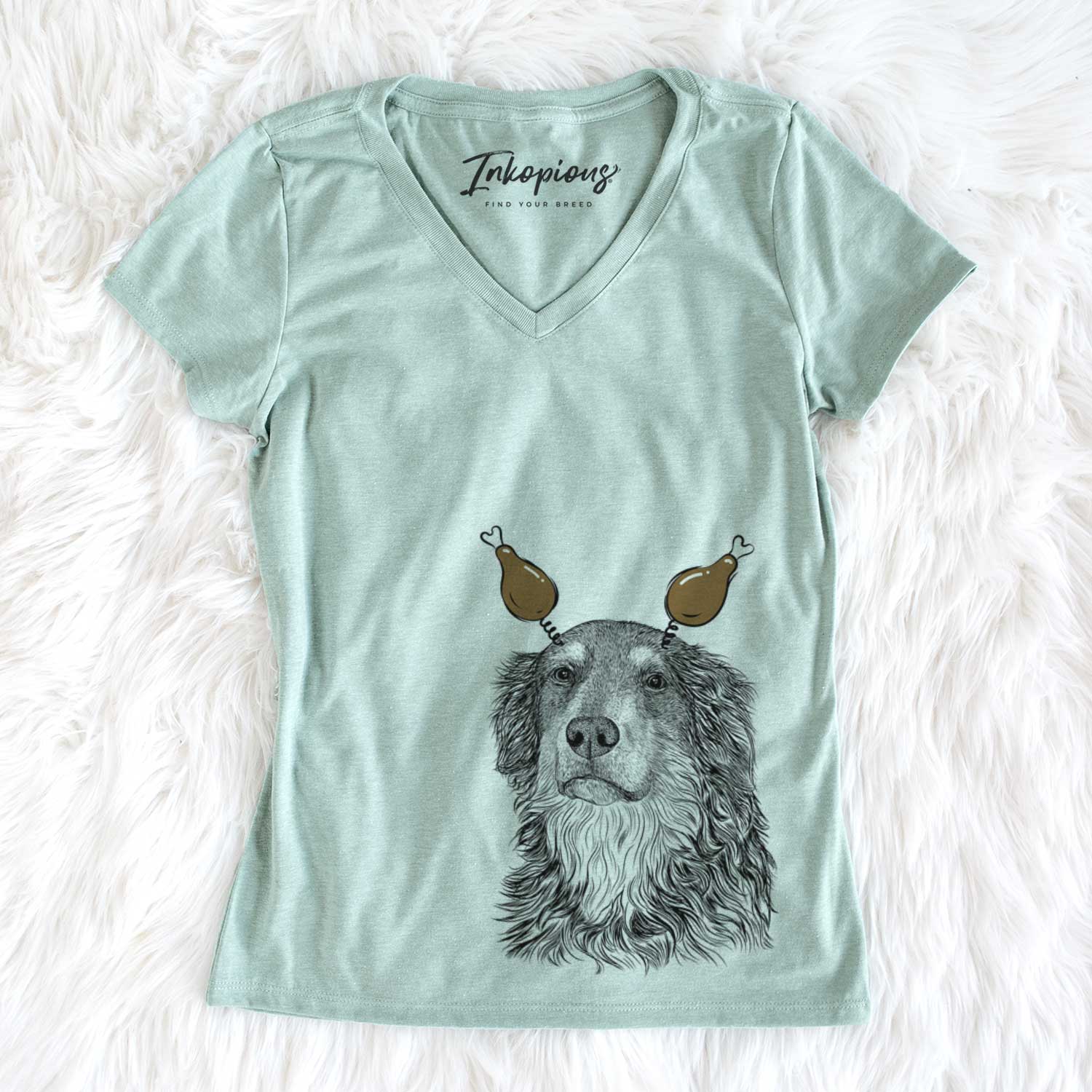 Thanksgiving Ranger the Mixed Breed - Women's V-neck Shirt