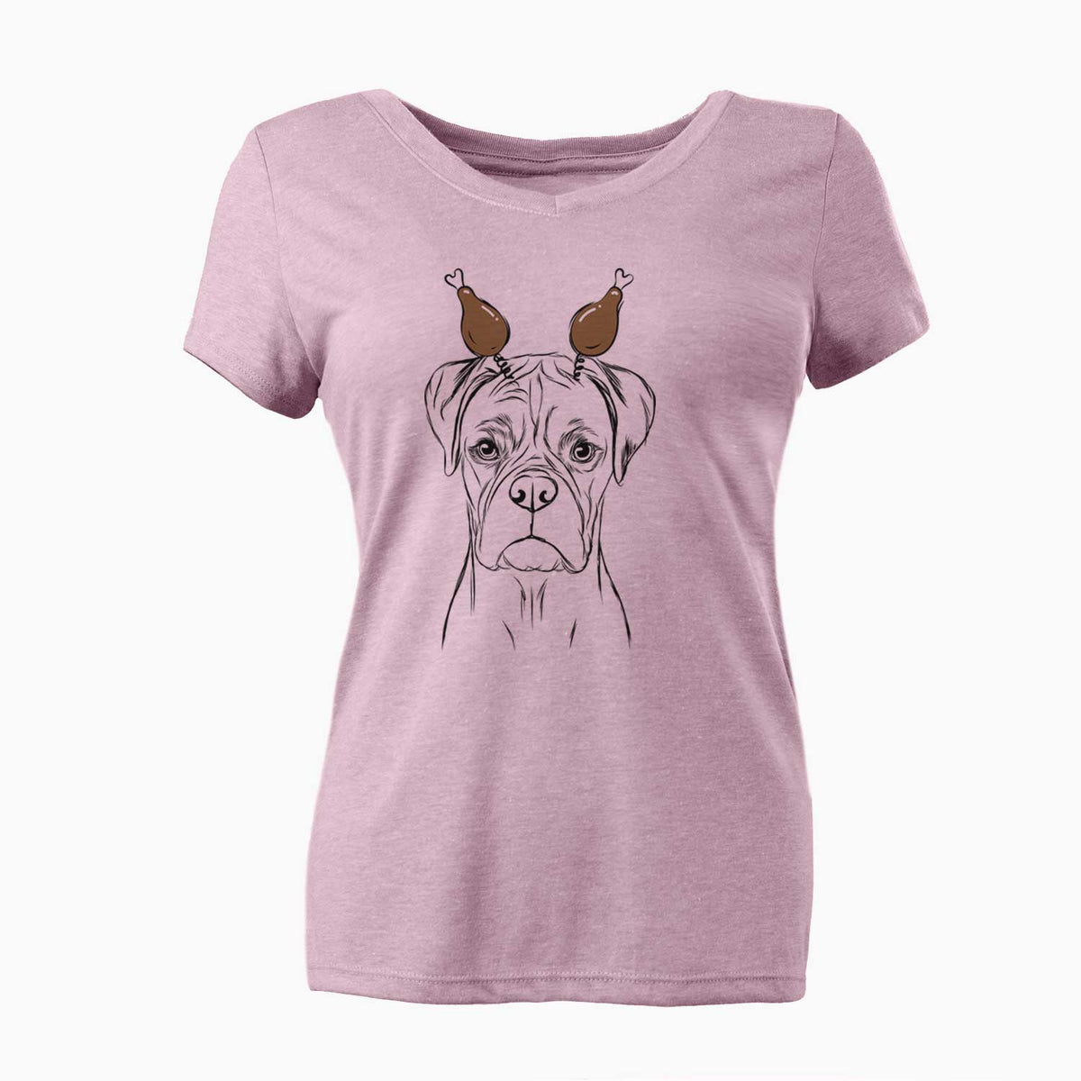 Thanksgiving Reese the Boxer - Women's V-neck Shirt