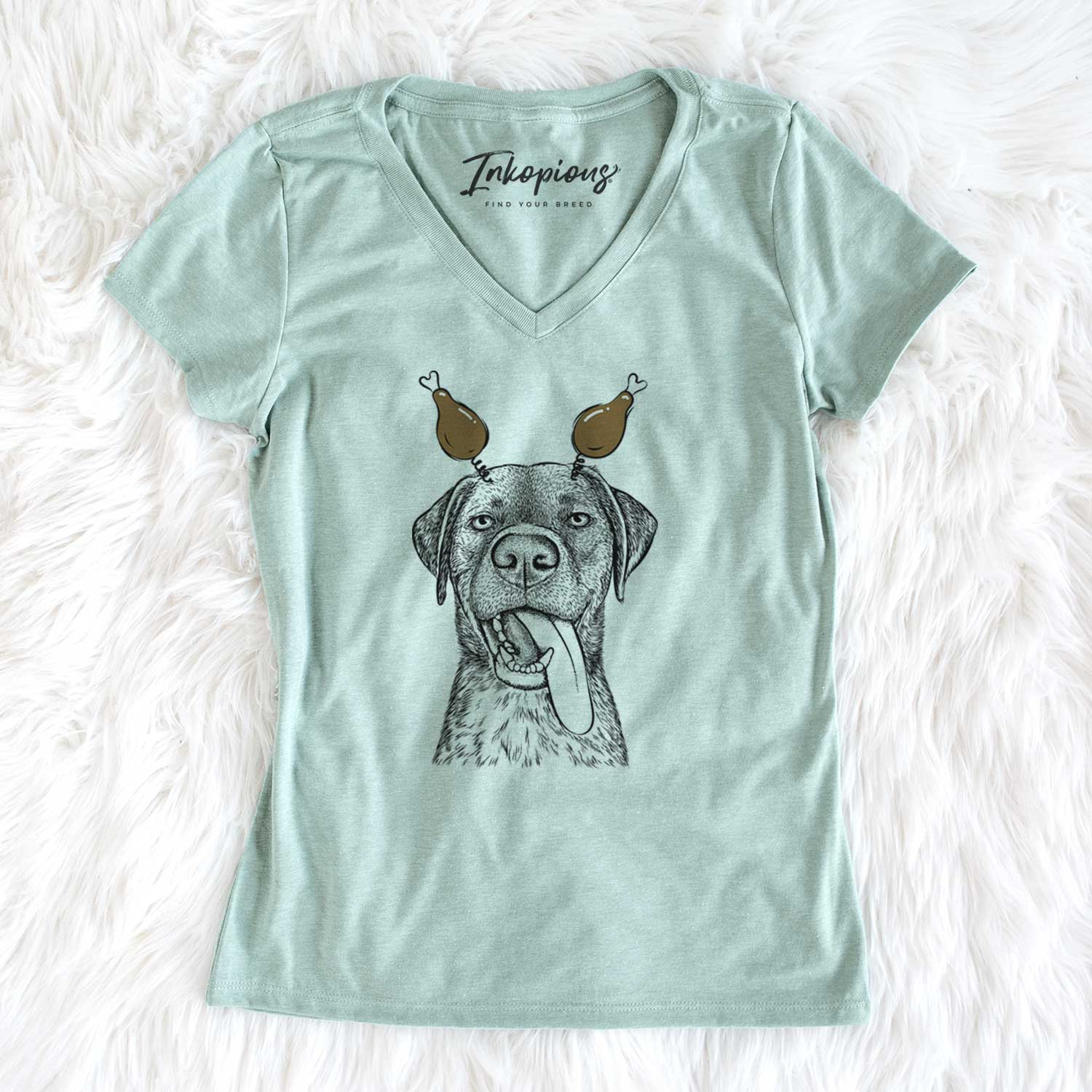 Thanksgiving Reese the Mixed Breed - Women's V-neck Shirt