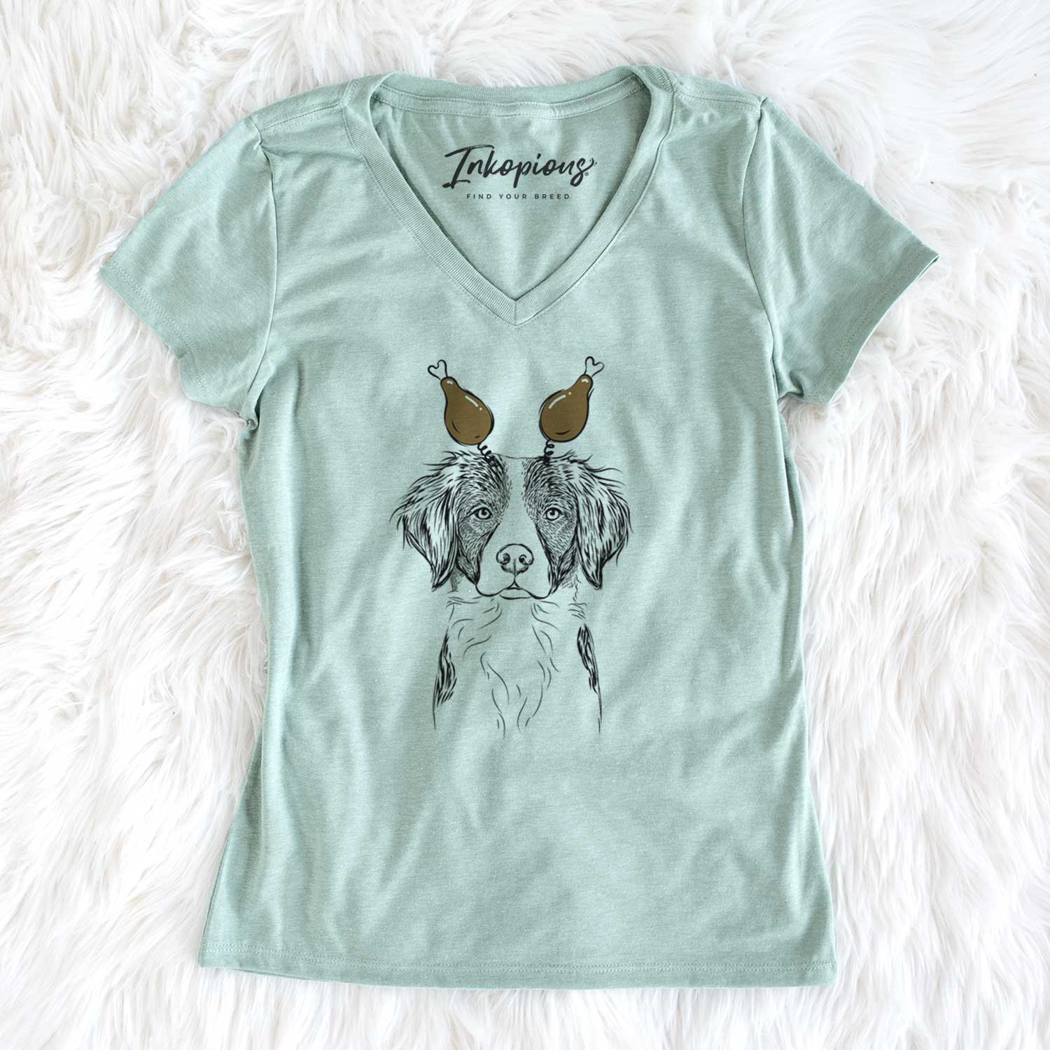 Thanksgiving Remi the Brittany - Women's V-neck Shirt