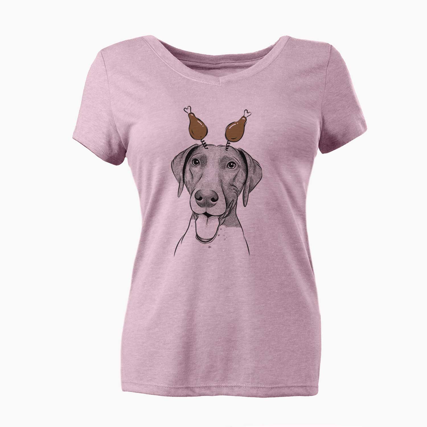 Thanksgiving Remi the German Shorthaired Pointer - Women's V-neck Shirt