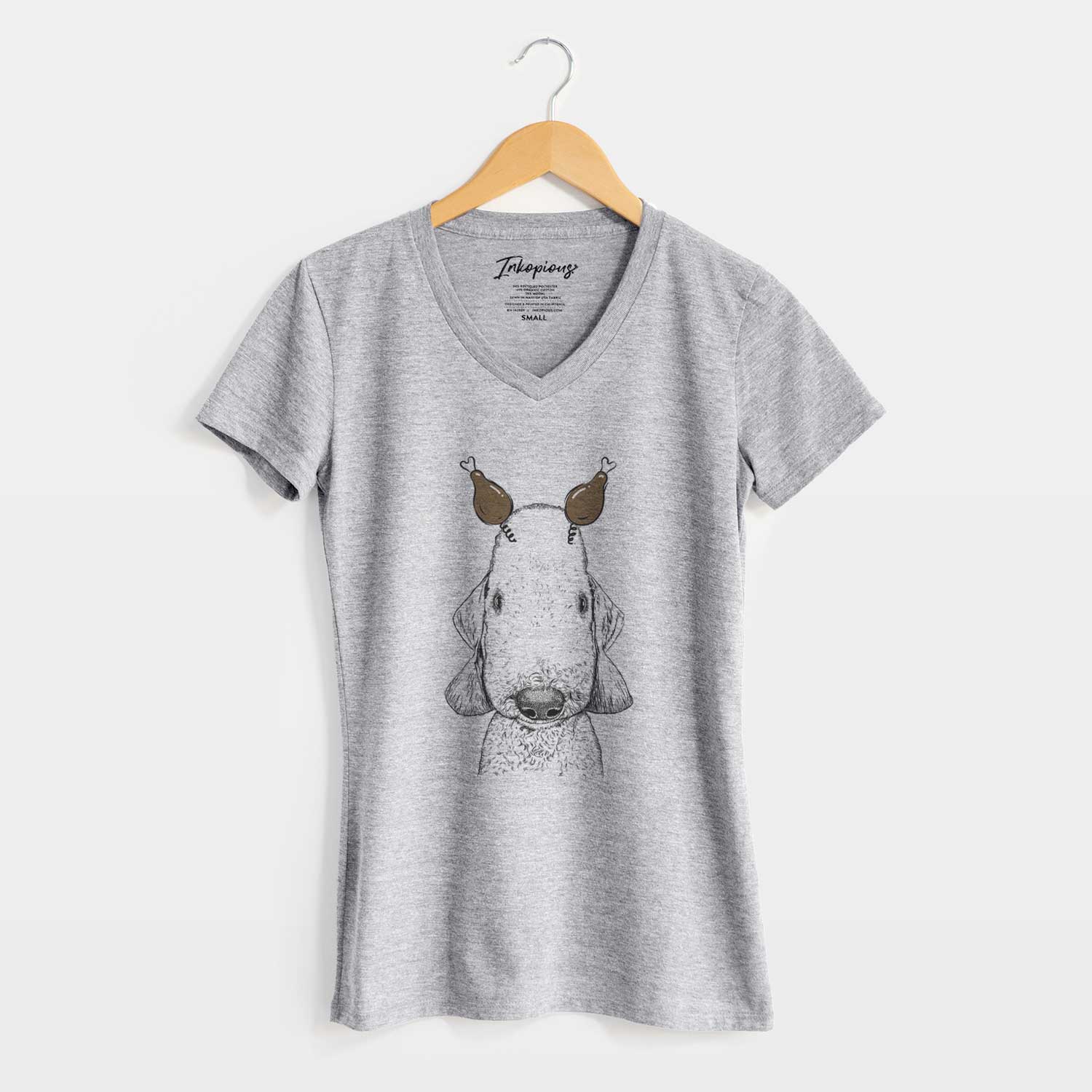 Thanksgiving Remington the Bedlington Terrier - Women's V-neck Shirt