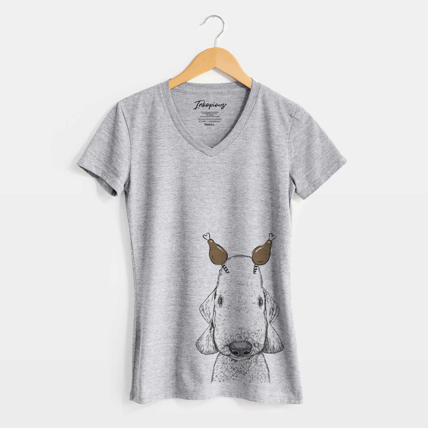 Thanksgiving Remington the Bedlington Terrier - Women's V-neck Shirt