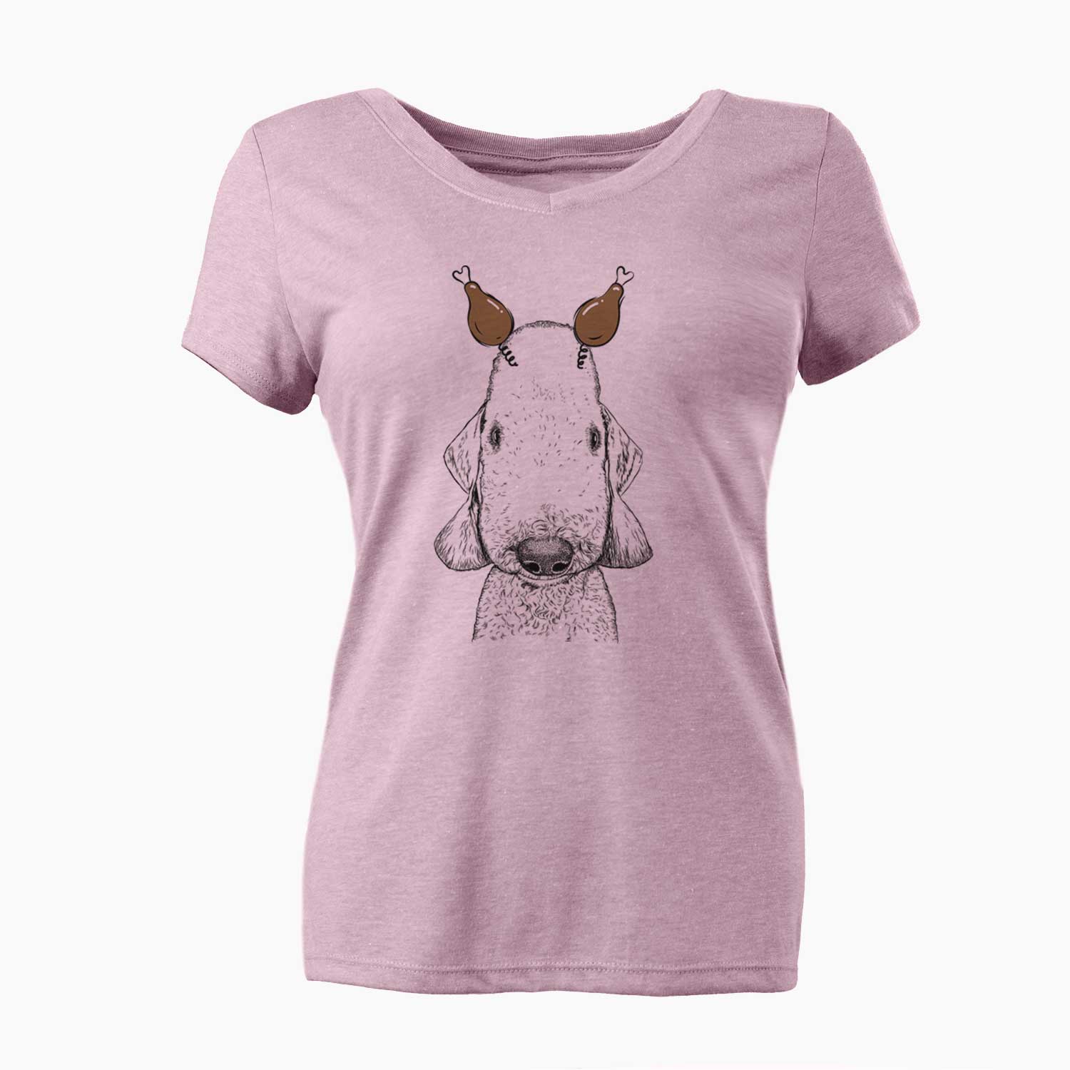 Thanksgiving Remington the Bedlington Terrier - Women's V-neck Shirt