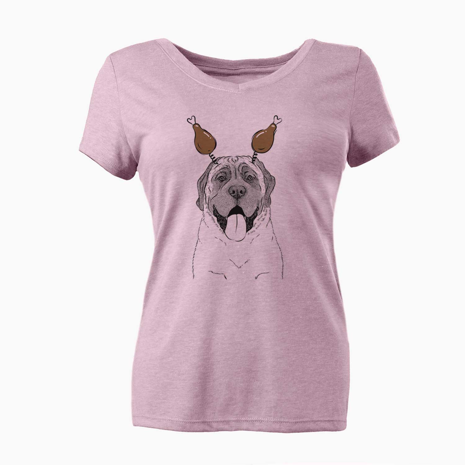 Thanksgiving Remmie the English Mastiff - Women's V-neck Shirt
