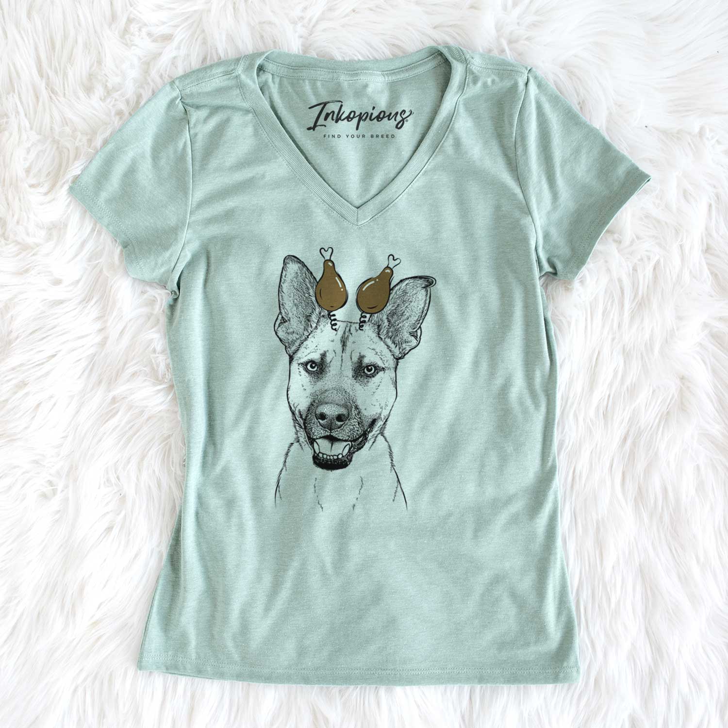 Thanksgiving Remus the German Shepherd Mix - Women's V-neck Shirt