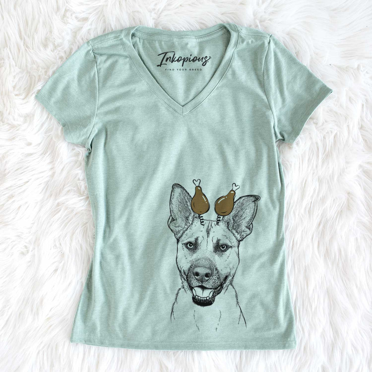 Thanksgiving Remus the German Shepherd Mix - Women&#39;s V-neck Shirt