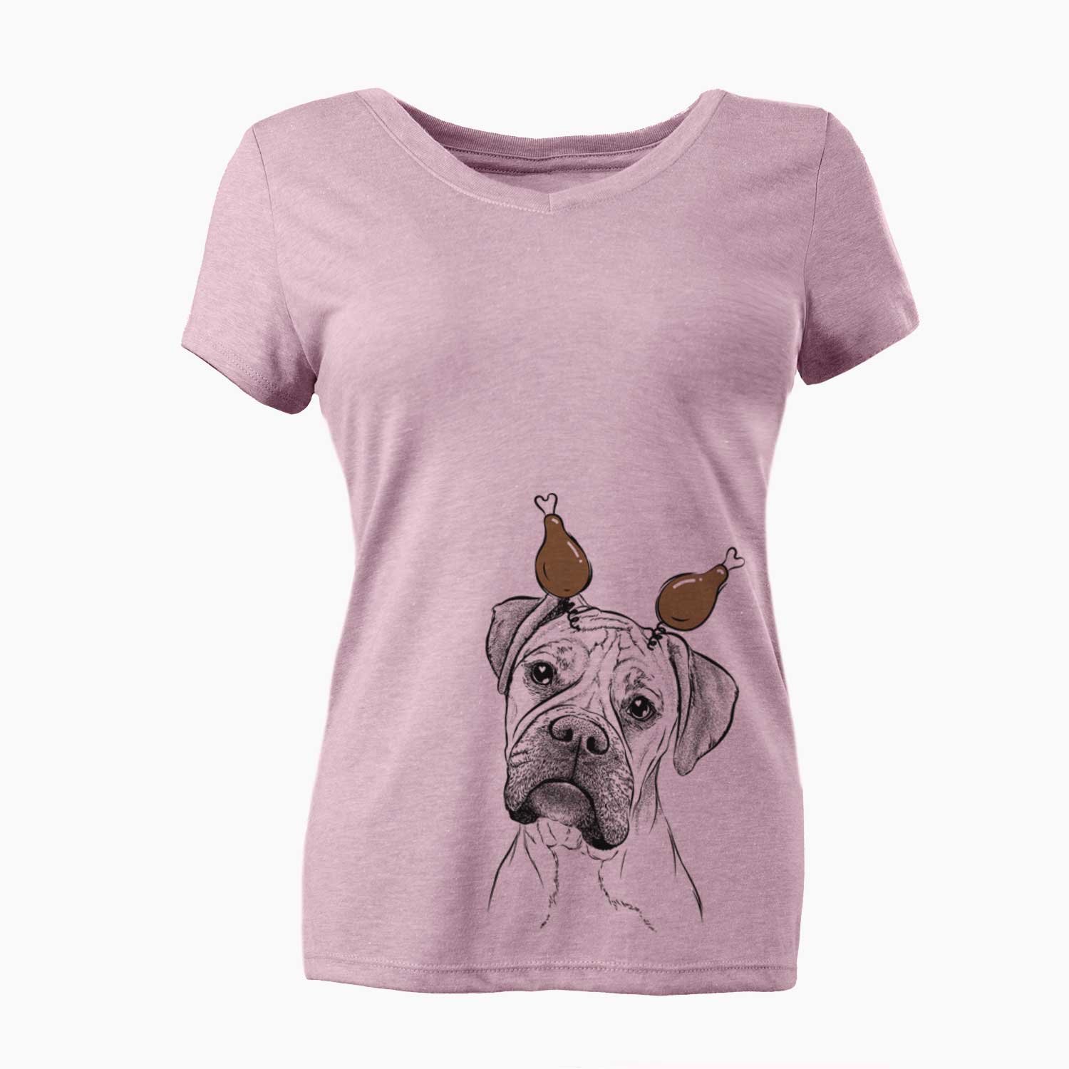 Thanksgiving Reuby the Boxer - Women's V-neck Shirt