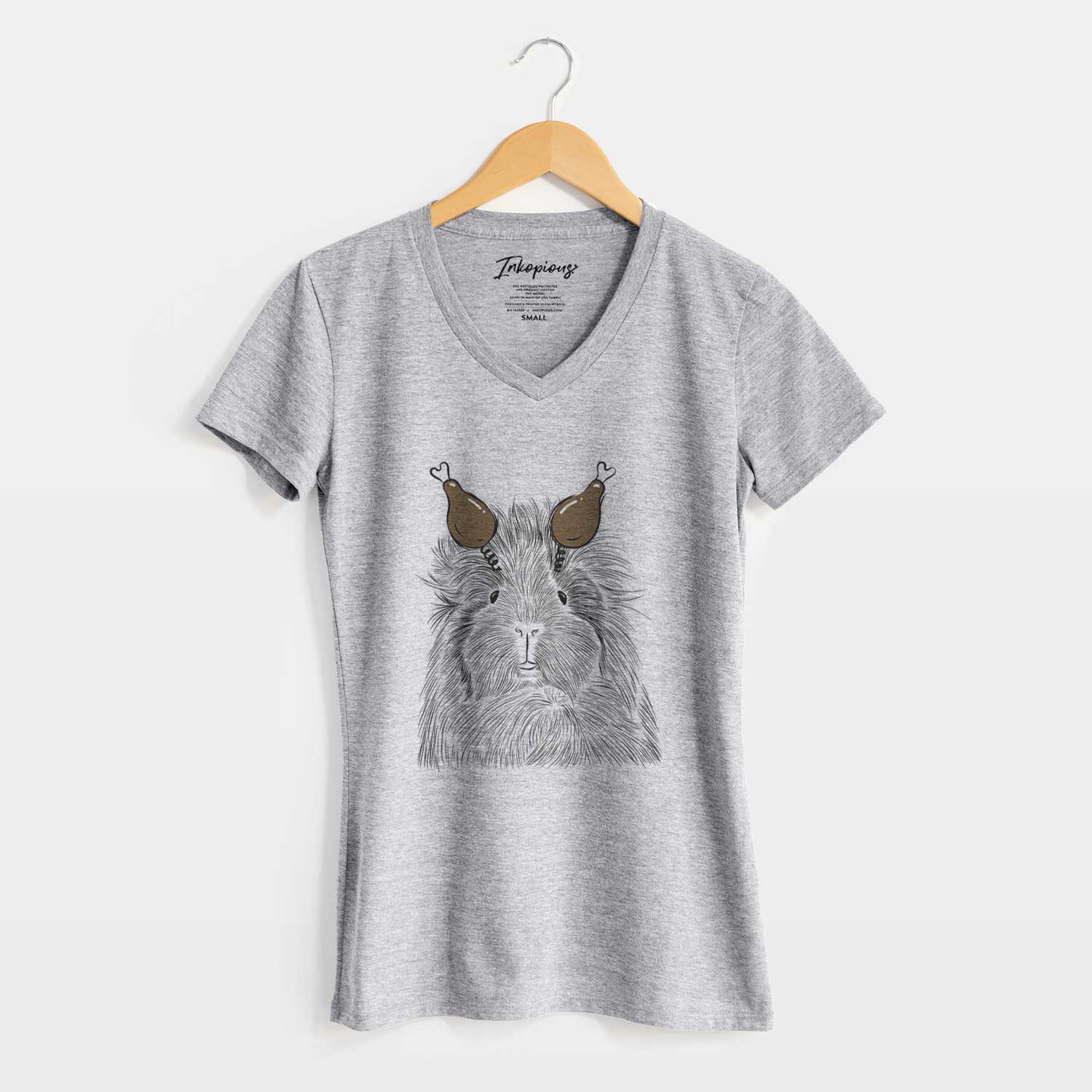 Thanksgiving Rhino the Guinea Pig - Women's V-neck Shirt