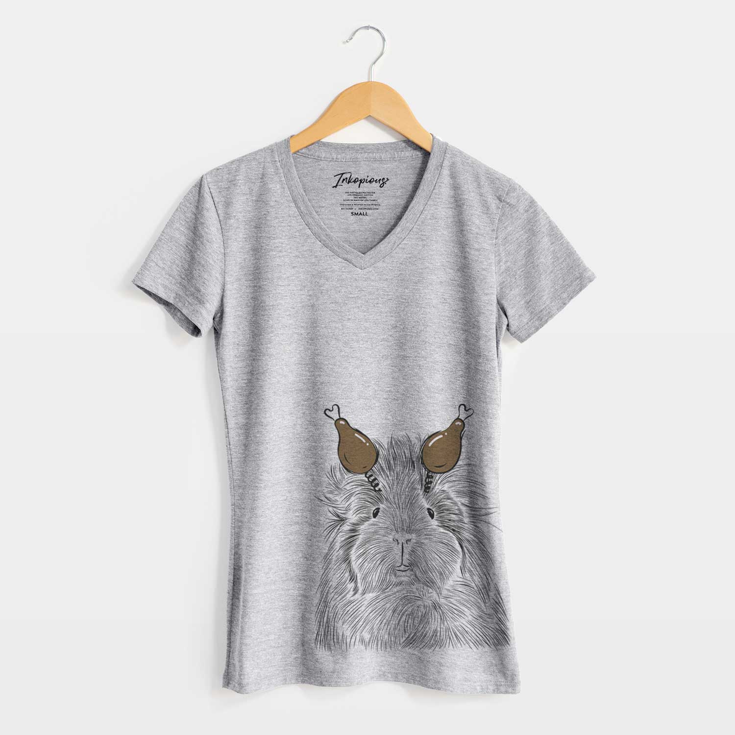 Thanksgiving Rhino the Guinea Pig - Women's V-neck Shirt