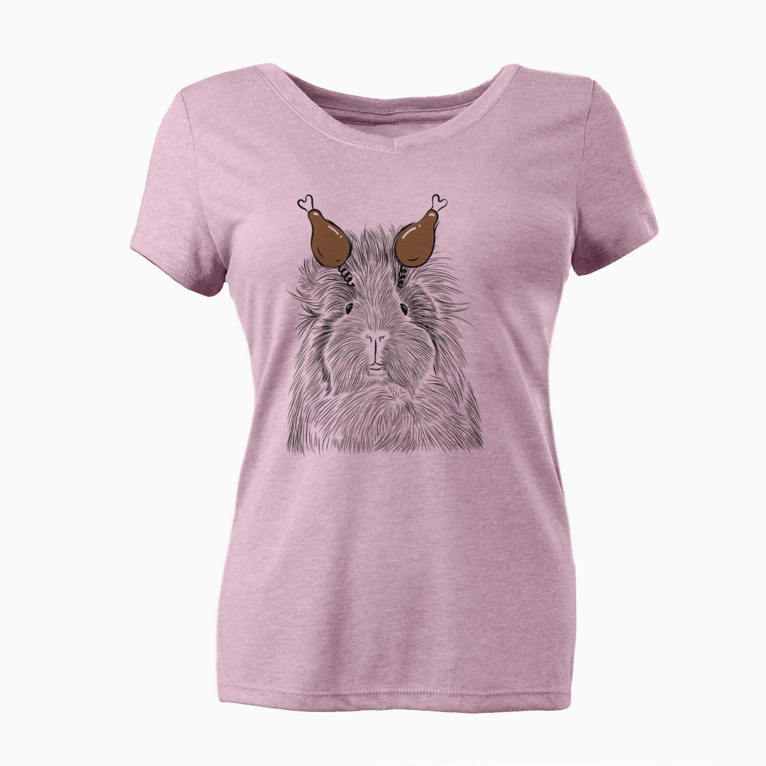 Thanksgiving Rhino the Guinea Pig - Women's V-neck Shirt