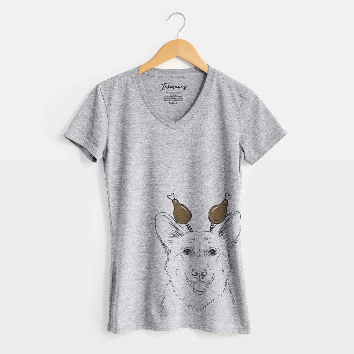Thanksgiving Ricco the Corgi - Women's V-neck Shirt