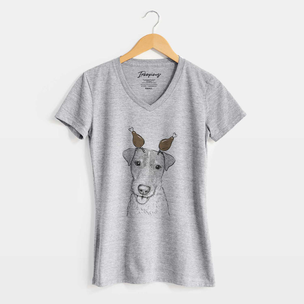 Thanksgiving Rider the Parson Russell Terrier - Women's V-neck Shirt