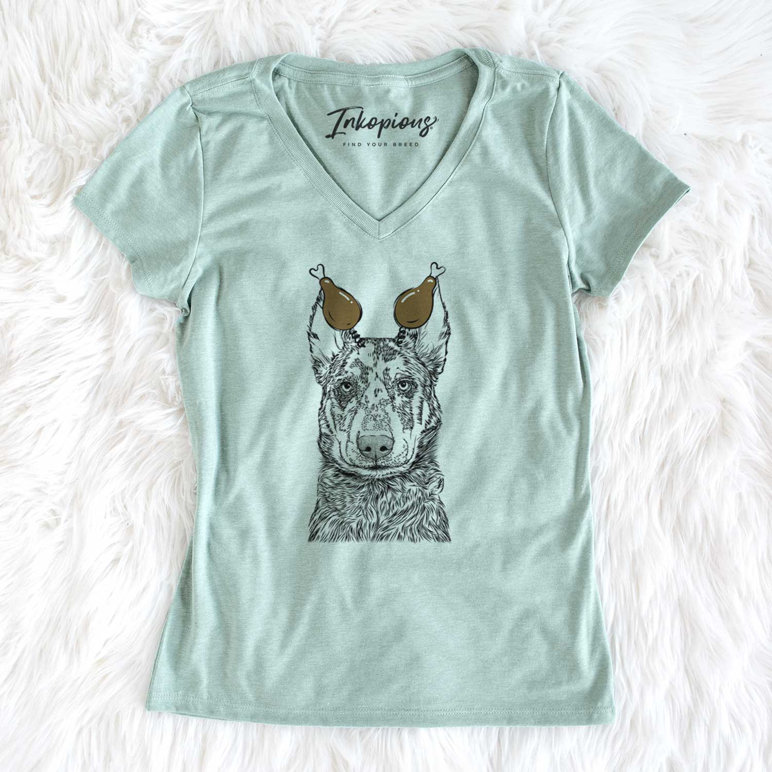 Thanksgiving Riggs the Beauceron - Women's V-neck Shirt