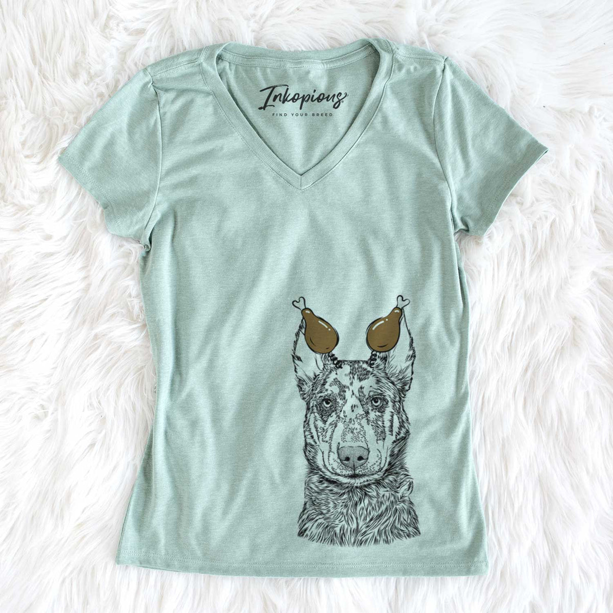 Thanksgiving Riggs the Beauceron - Women&#39;s V-neck Shirt